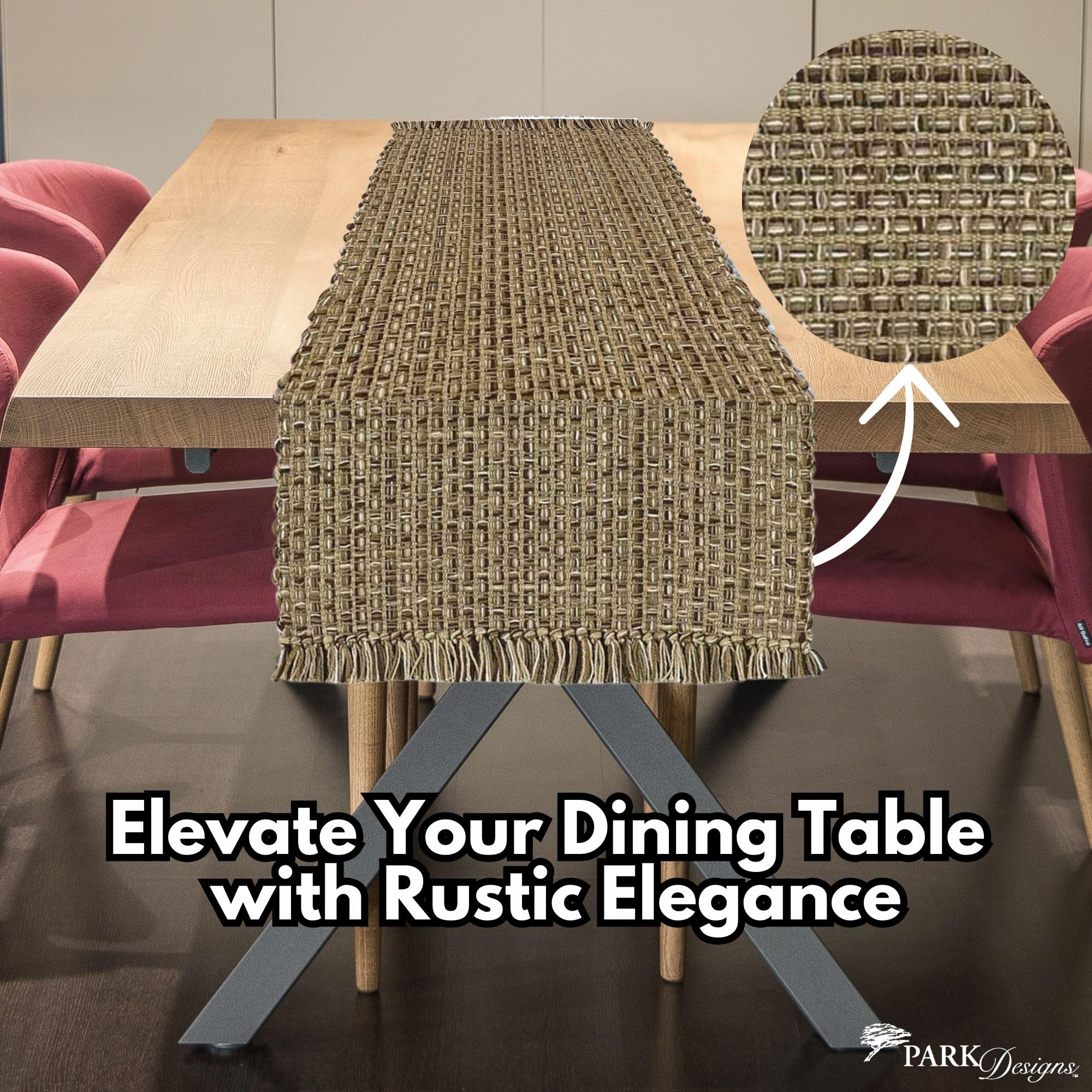Park Designs Expresso Tweed Farmhouse Table Runner 36 Inch | 13X36 Rustic Dining Table Accessory | Hand Loomed & Rugged Texture