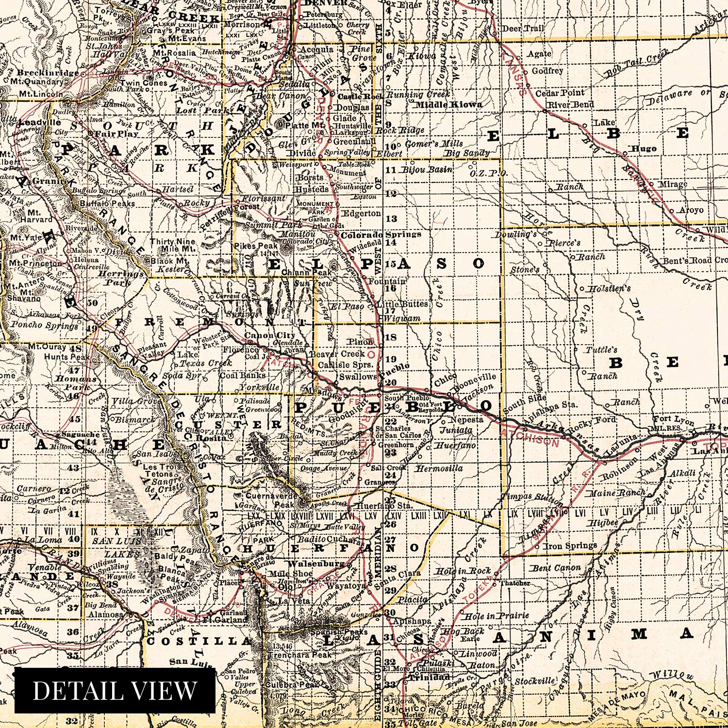 Historix Vintage 1879 Colorado Map Poster - 18X24 Inch Vintage Colorado Map - Old State Map Of Colorado Wall Art - Historic Colo