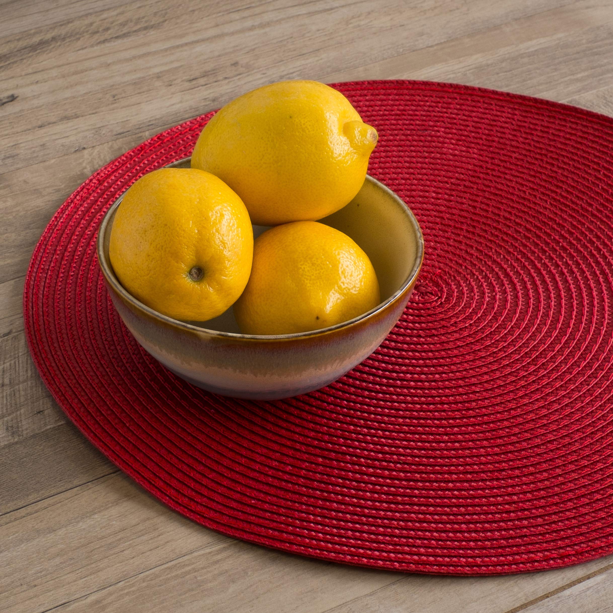 Now Designs Disko Round Placemats, Chili, Set Of 4, 15 Inches