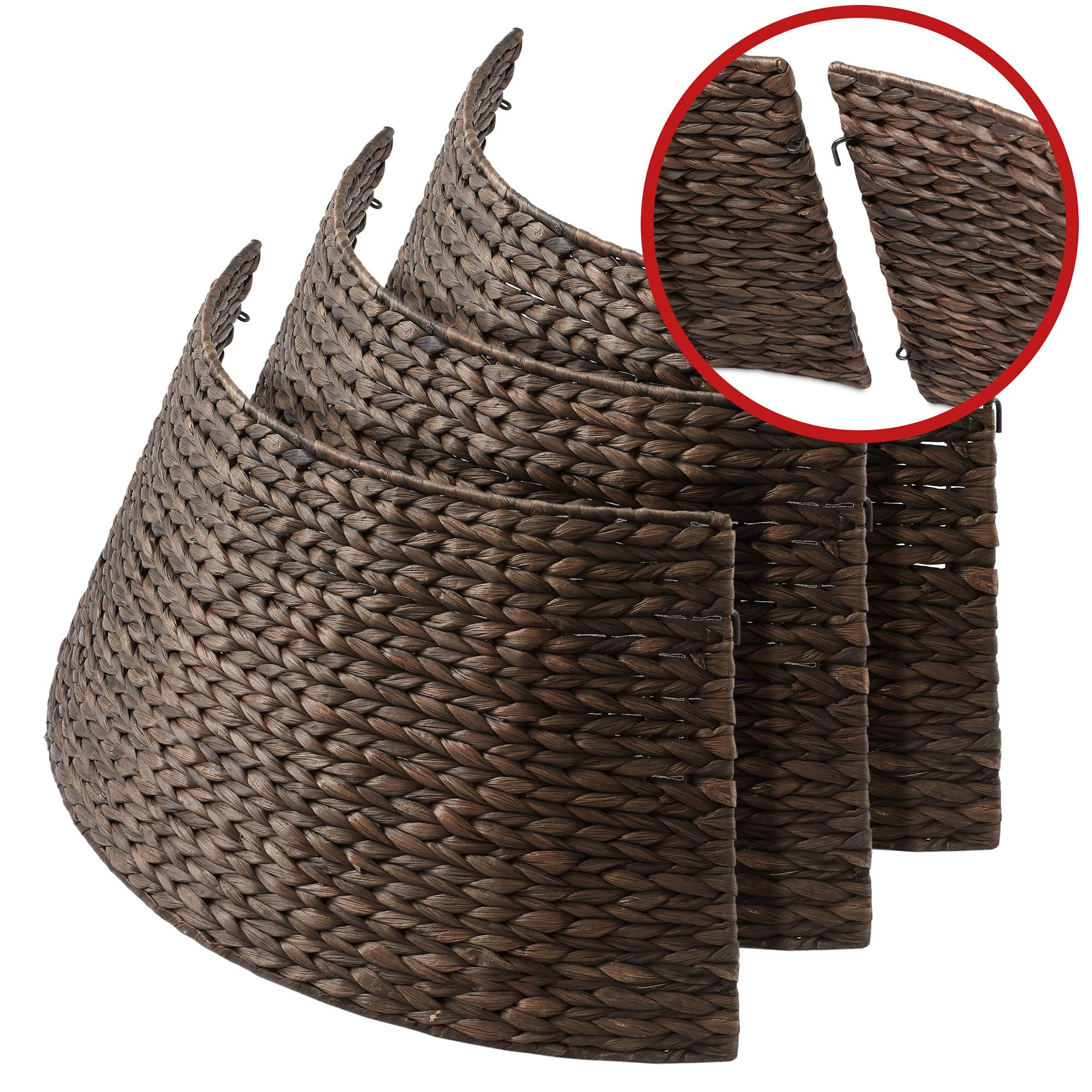 Casafield 32-Inch Christmas Tree Collar, Woven Water Hyacinth Tree Base Cover with Cord Cut Out, Espresso