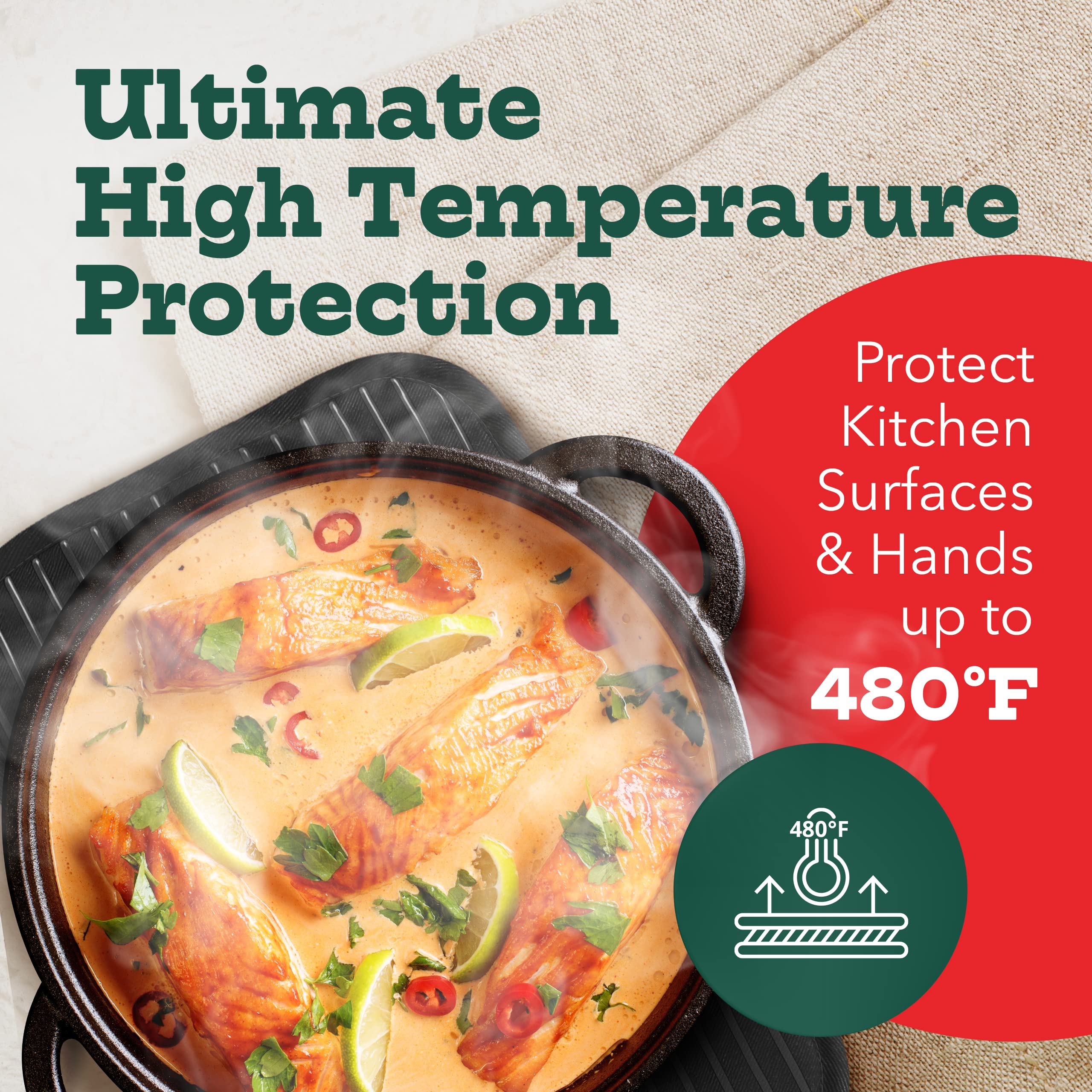 Big Red House Pot Holders For Kitchen Heat Resistant, Set Of 2, Silicone Pot Holders For Kitchen And Baking, Black