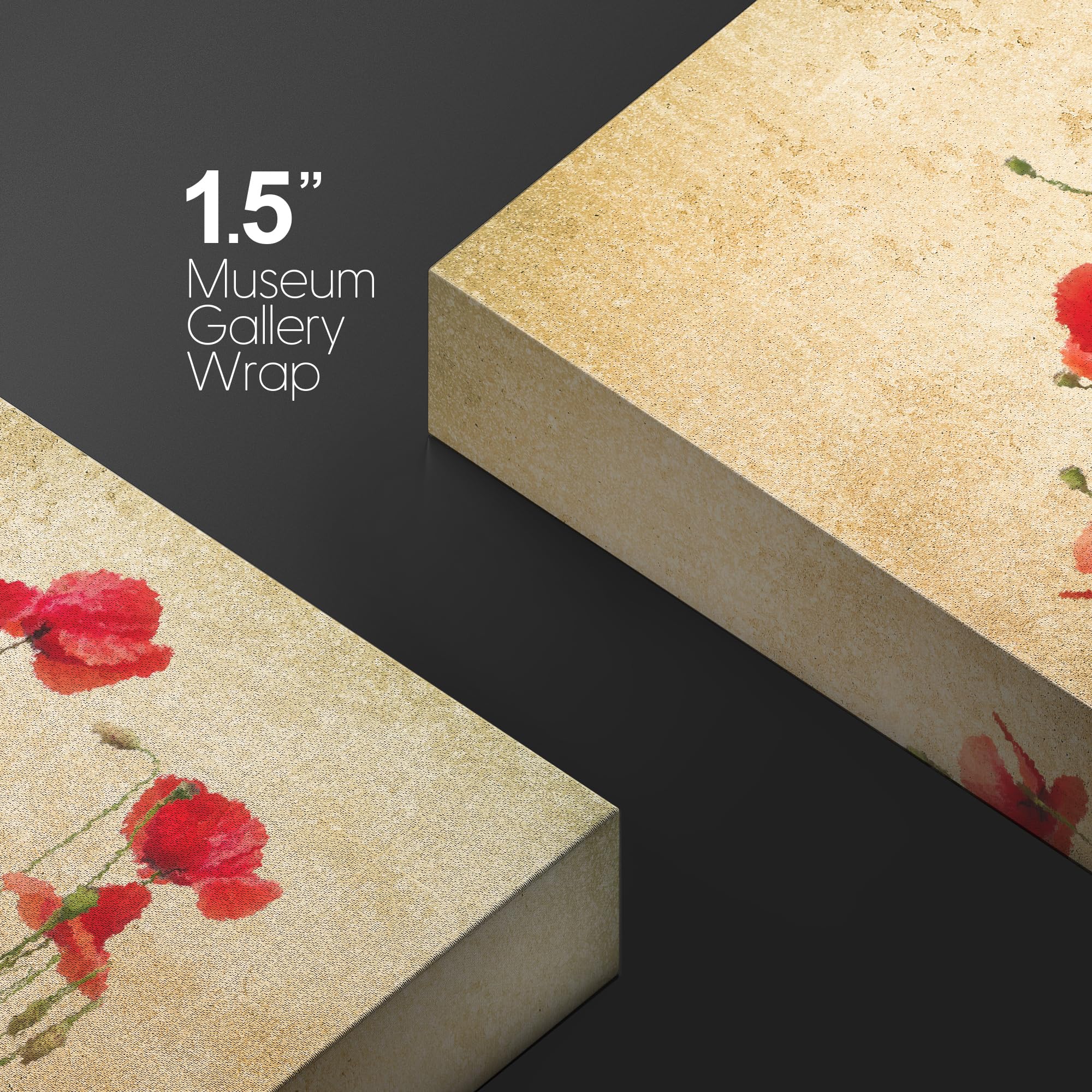 Wall26 - Canvas Wall Art - Red Poppy Flowers On Vintage Abstract Background - Gallery Wrap Modern Home Art | Ready To Hang - 16X