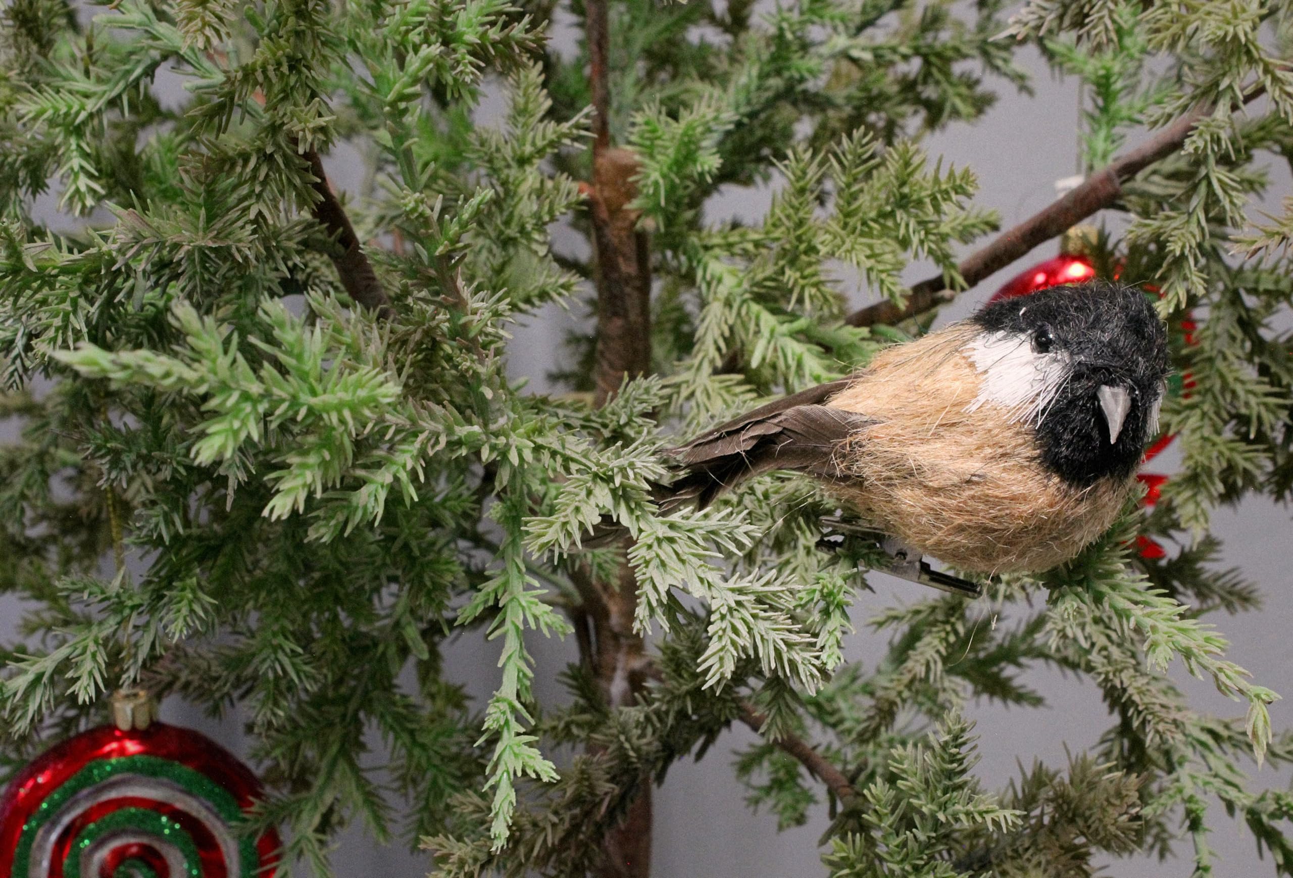 The Bridge Collection Clip-On Chickadee Ornaments - Set of 2 - Sisal Clip On Bird Ornaments (Regular)