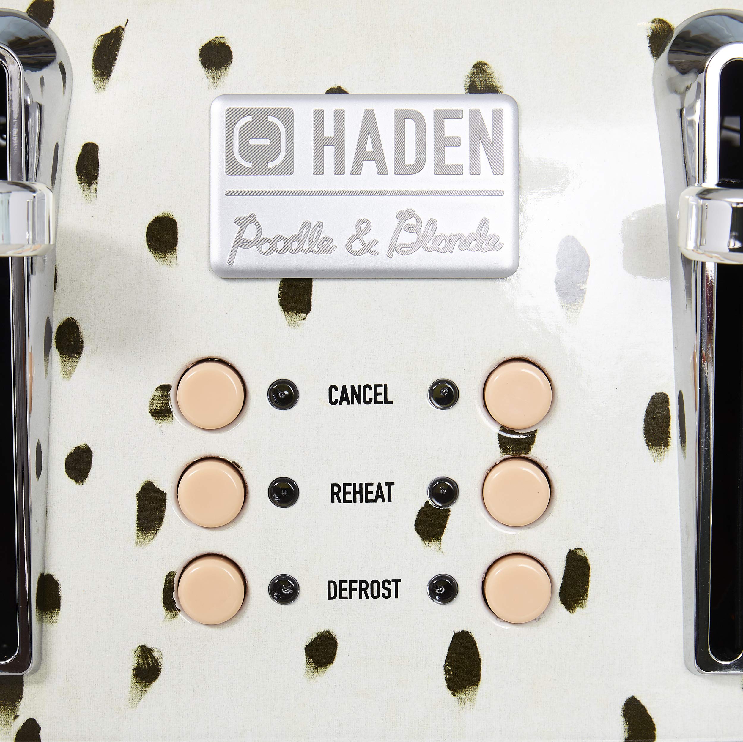 Haden 75024 4-Slice Toaster, Wide Slot With Removable Crumb Tray And Settings, White/Brown Spots/Pink