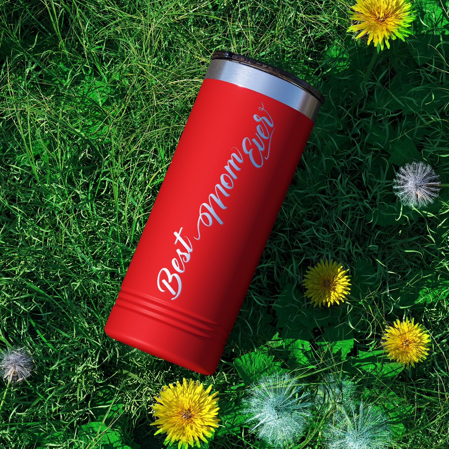 Best Mom Ever Birthday Gifts For Women Present Idea Laser Engraved On Red 22 Oz Skinny Tumbler Vacuum Insulated Cup For Mothers