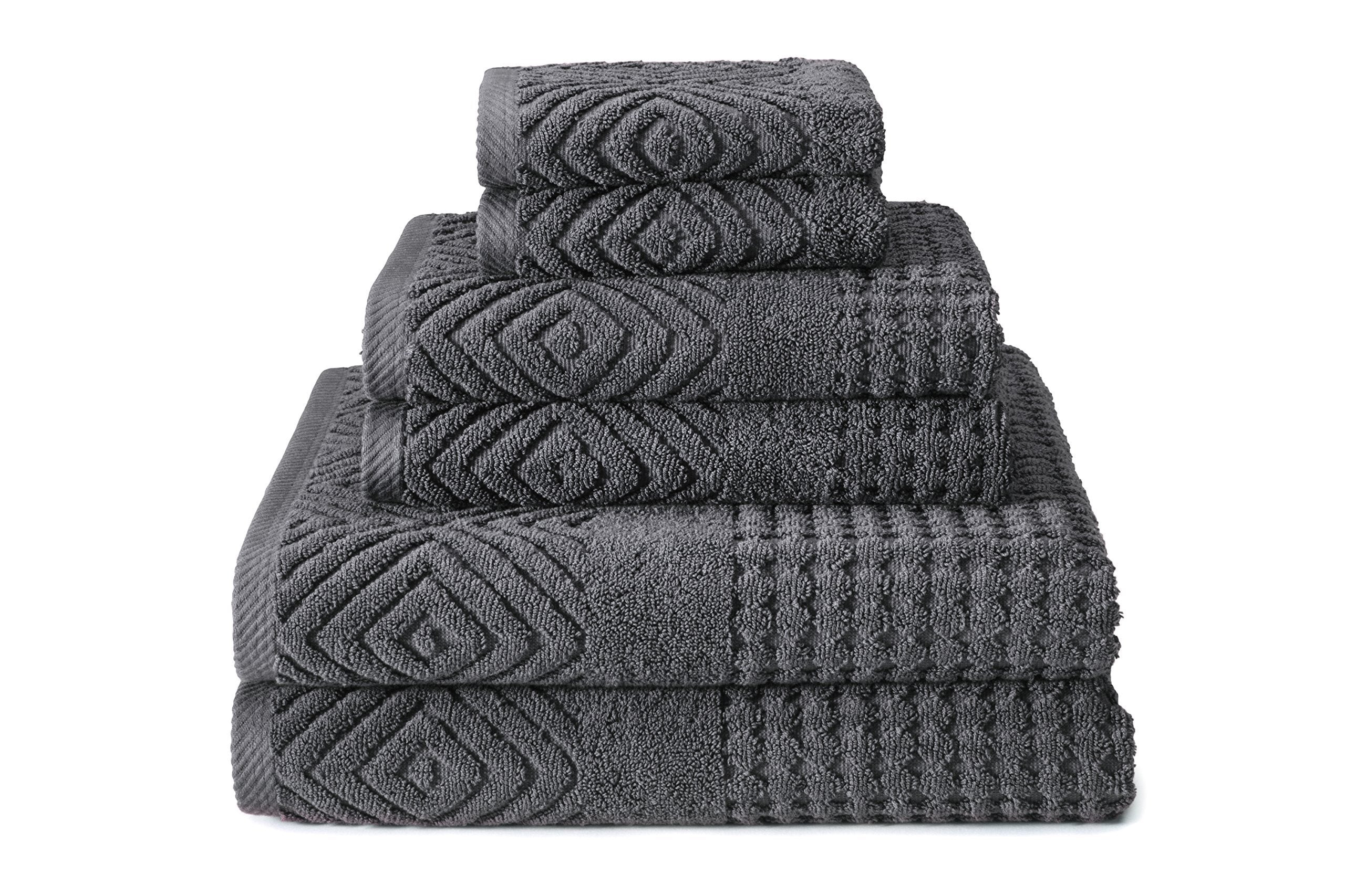 Texere 100% Organic Cotton Diamond Jacquard 700 Gsm Luxury Bath Towel Sets - Ultra Soft And Absorbent Hotel Quality, 2 Large Bat