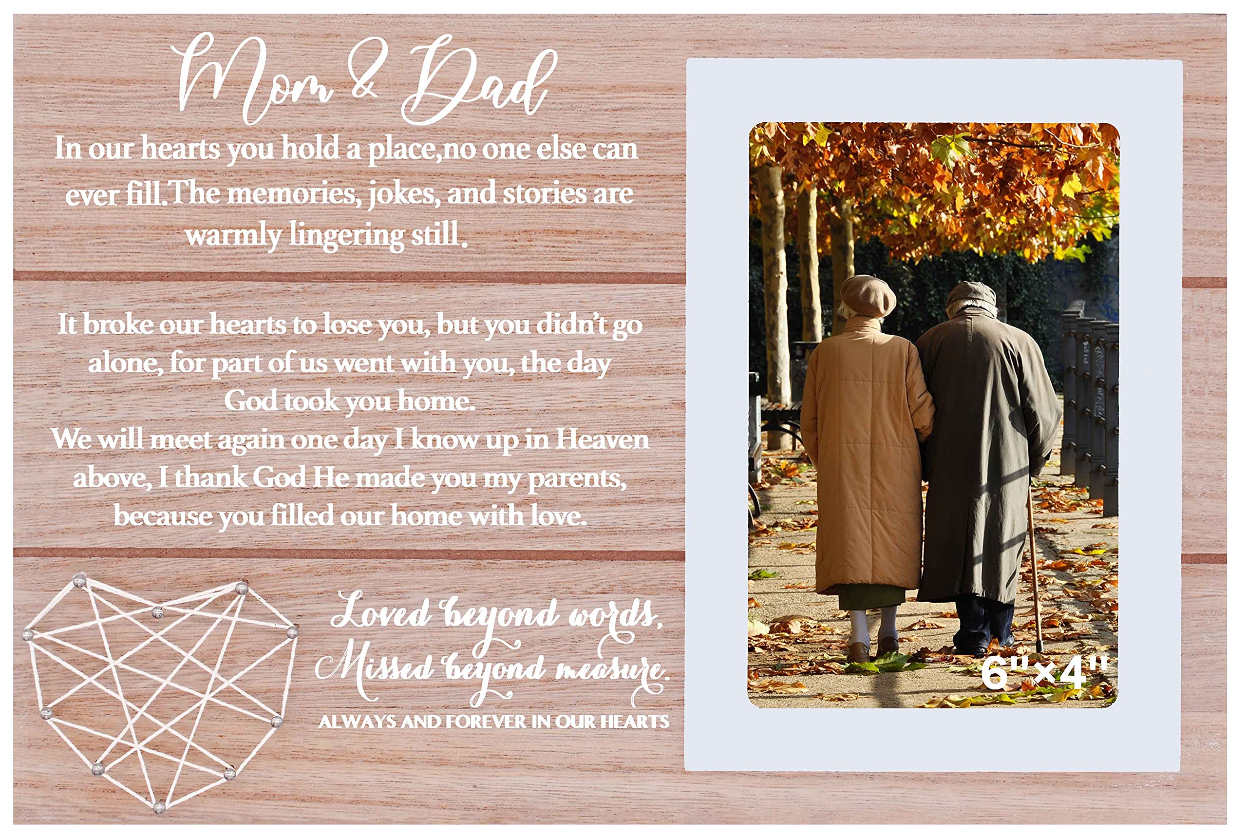 Memorial Mom and Dad Picture Frame Gift- Mom and Dad In Our Hearts You Hold A Place,Sympathy Gift for the Loss of a Loved One,Co