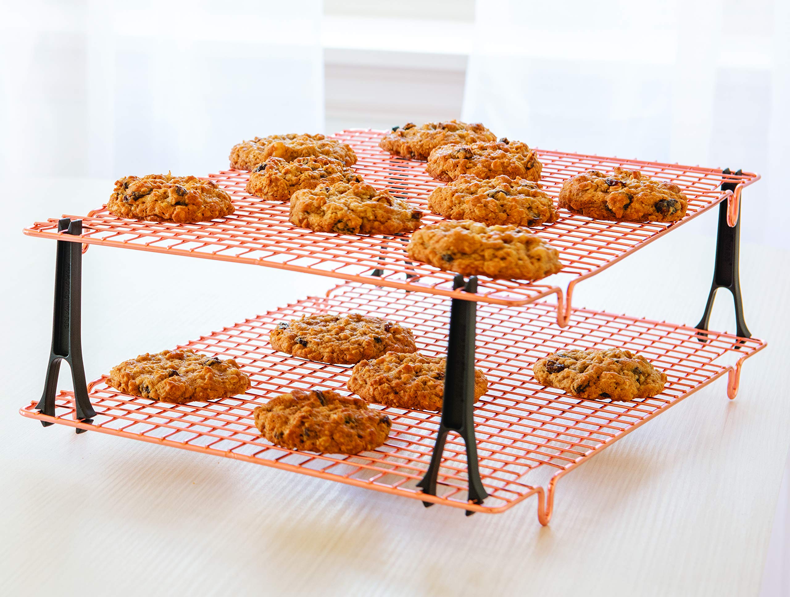 Nordic Ware Stackable Cooling Racks, Copper Plated Steel, 16.875" x 11.5", Model 43727AMZM, Includes 4 Snap-On Legs