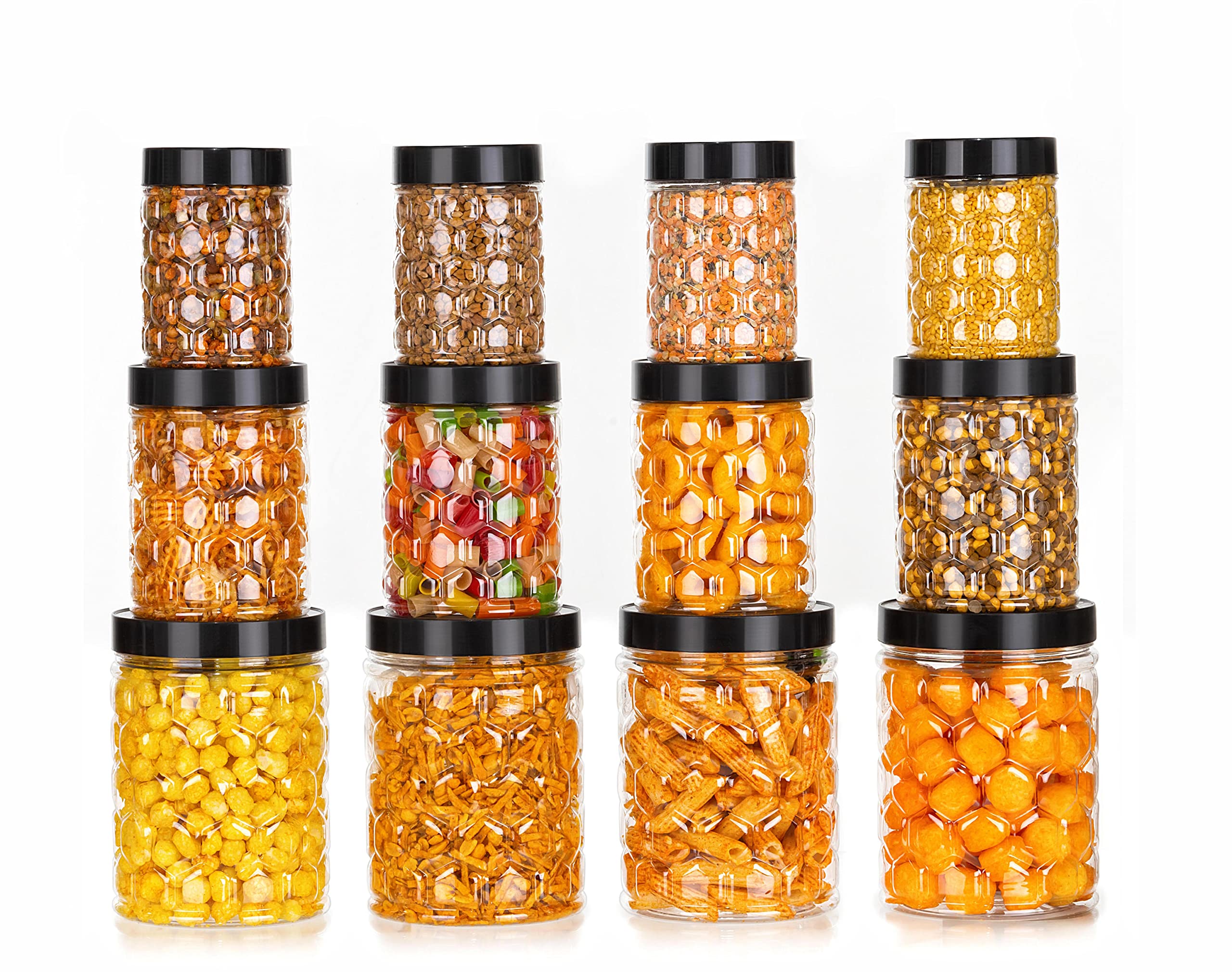 Nariya Plastic Food Storage Containers, Set Of 12 Bpa Free Transparent Airtight Jars, Functional And Stylish, 350 Ml, 650 Ml, 12