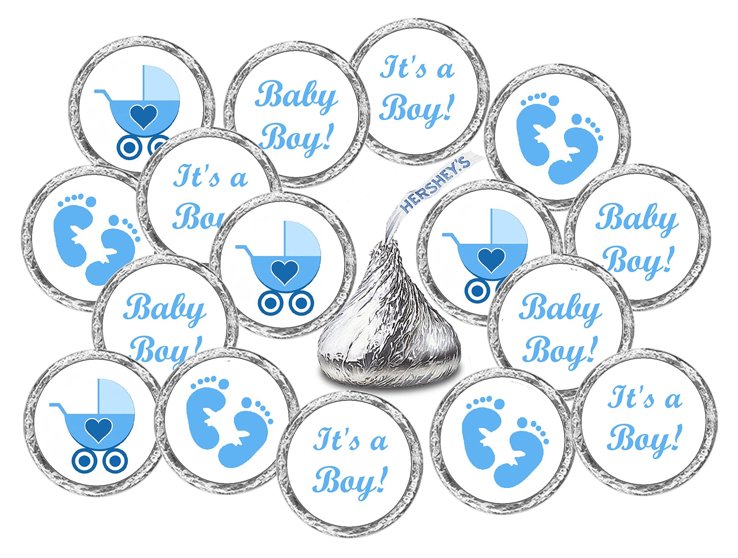 324 Blue Its A Boy Baby Shower Favors Stickers For Baby Shower Or Baby Sprinkle Party Decorations, Baby Shower Kisses Stickers,