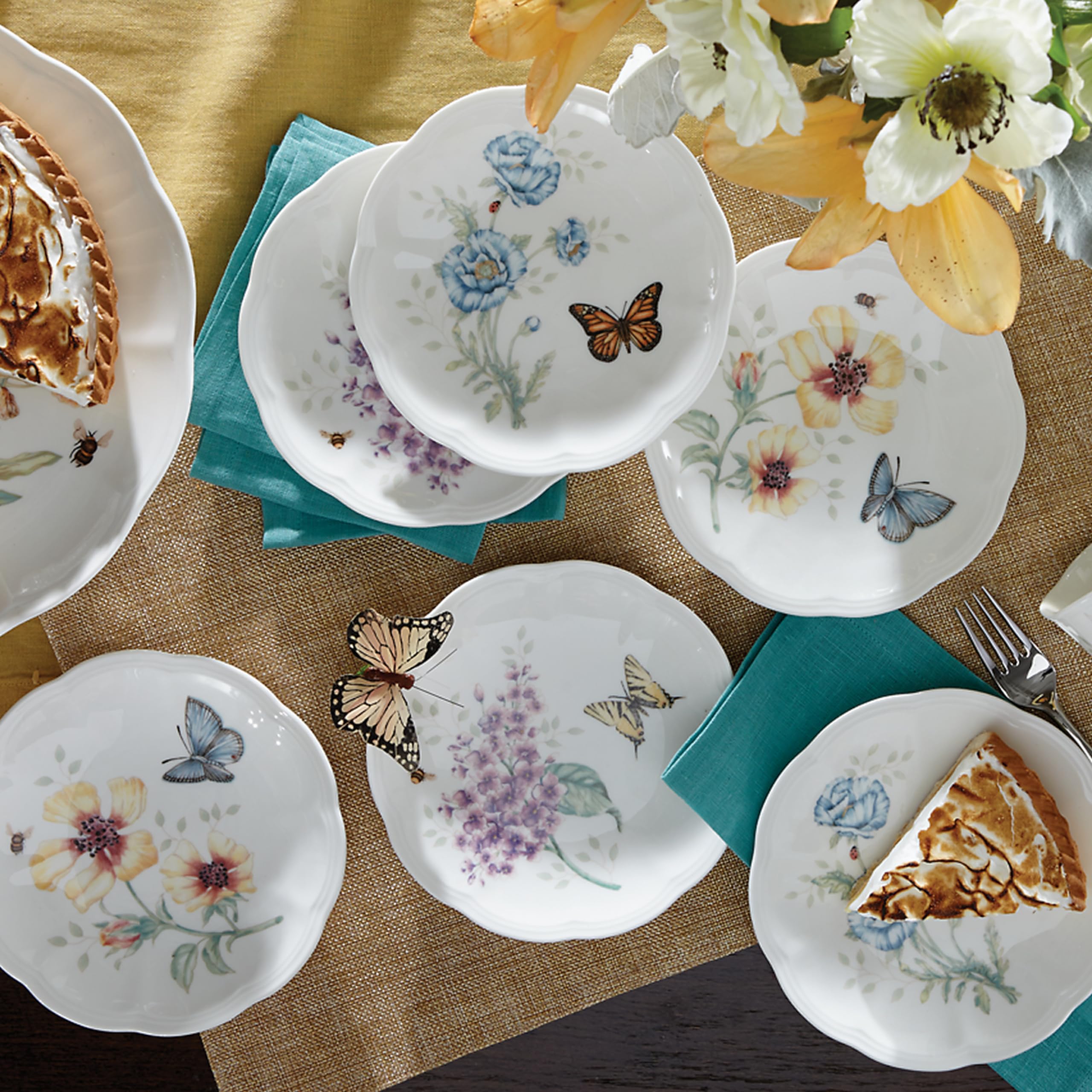 Lenox 817046 Butterfly Meadow 6-Piece Tidbit Plate Set  White