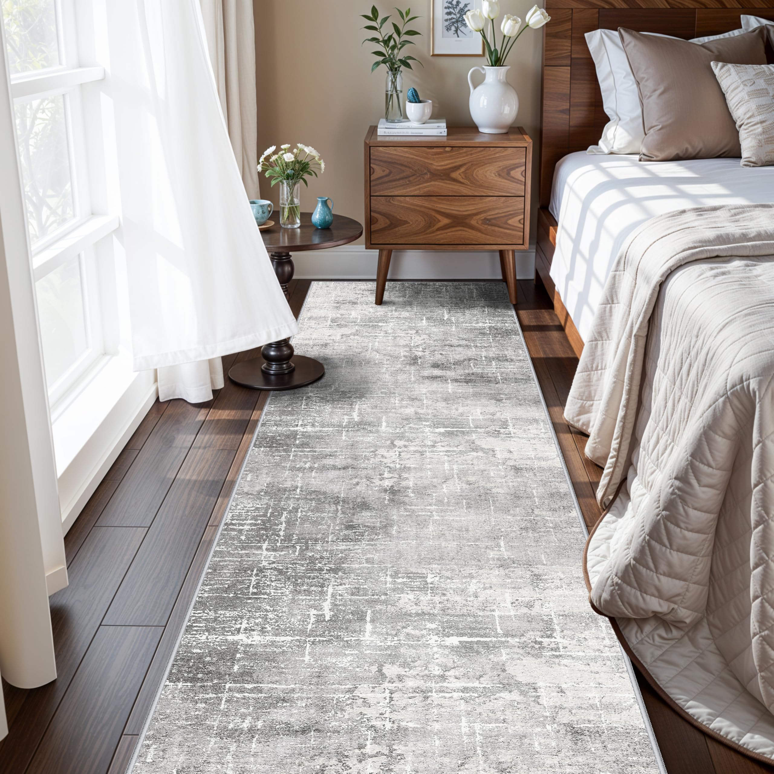 HY HAOYUNLAI Abstract 2x8 Runner: Washable Non-Slip 8ft Hallway Carpet Stain-Resistant Laundry Room Kitchen Area Rug Throw Entry