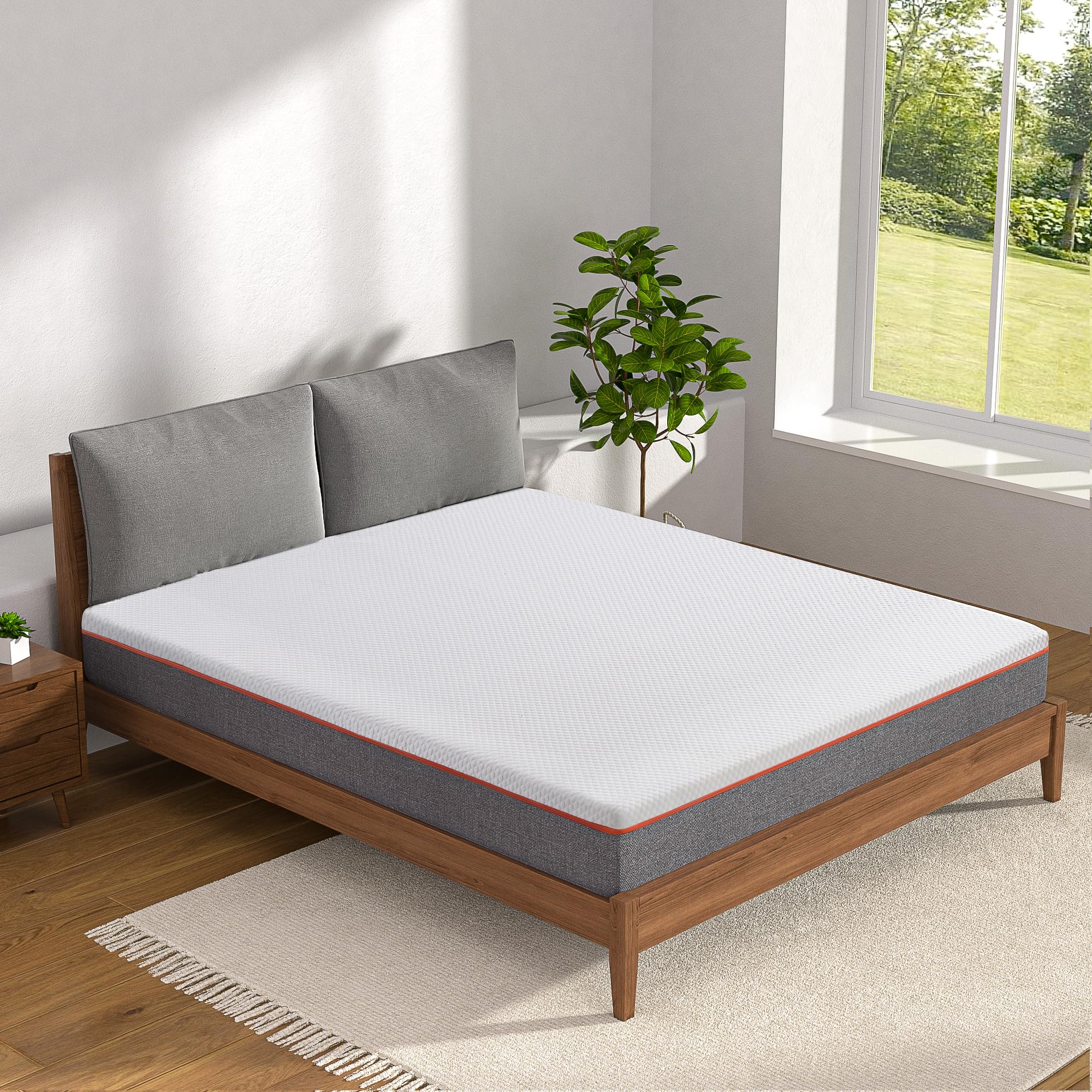 Vecelo Charcoal Infused Memory Foam Queen Mattress 8 Inch, Medium Firm Queen Size Bed Mattress With Washable Cover For Queen Bed