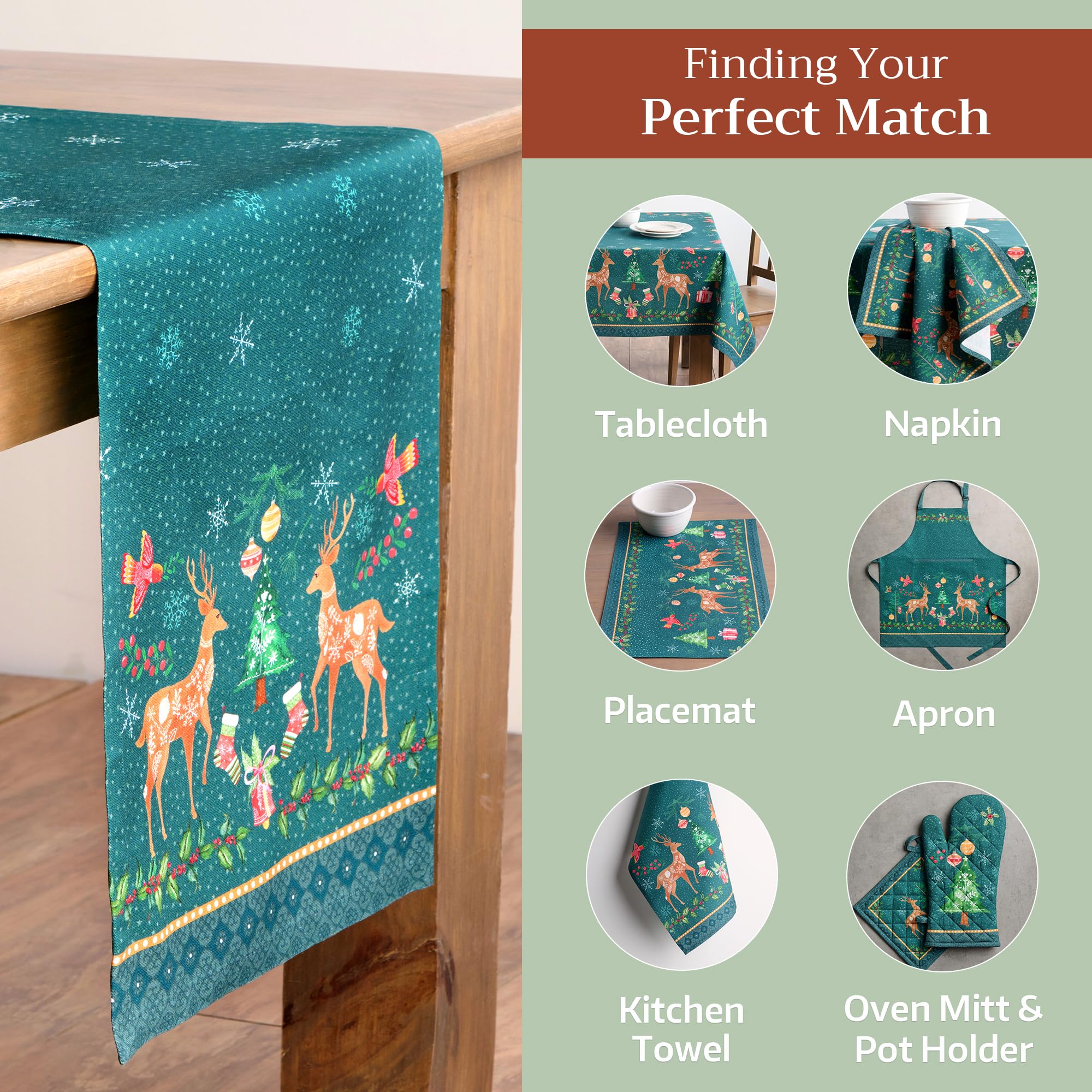 Maison d Hermine Table Runner 100% Cotton Single Layer Table Runners 108 inches Long Decorative for Home Kitchen Dining Party B