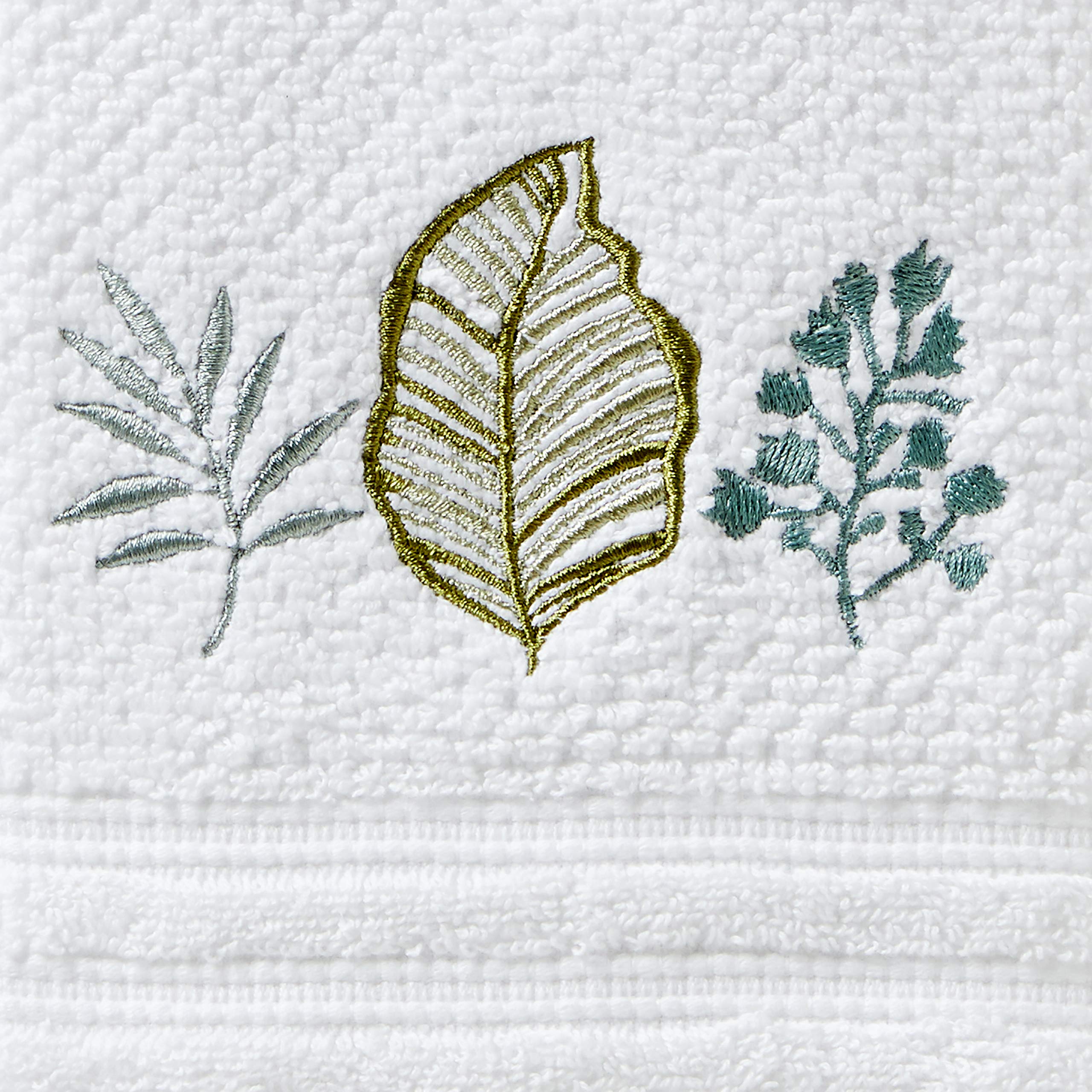 Skl Home Sprouted Palm Hand Towel Set, White, 2 Count