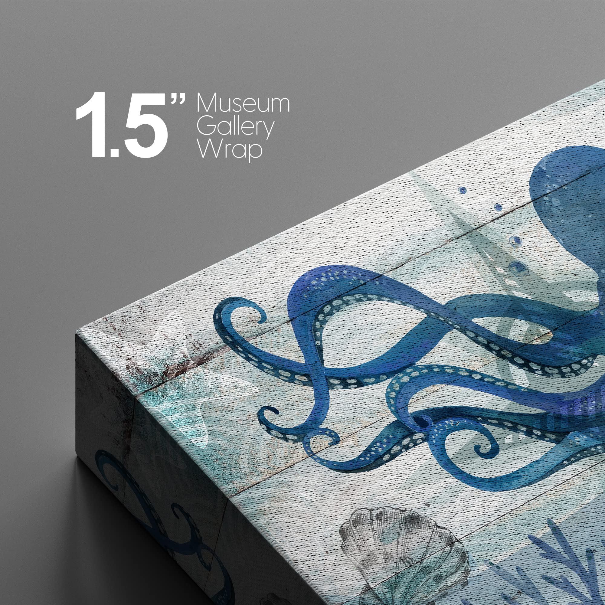 Nwt Canvas Print Wall Art Octopus Under The Sea With Shells Amphibians Beach Illustrations Modern Art Nautical Scenic Relax/Calm