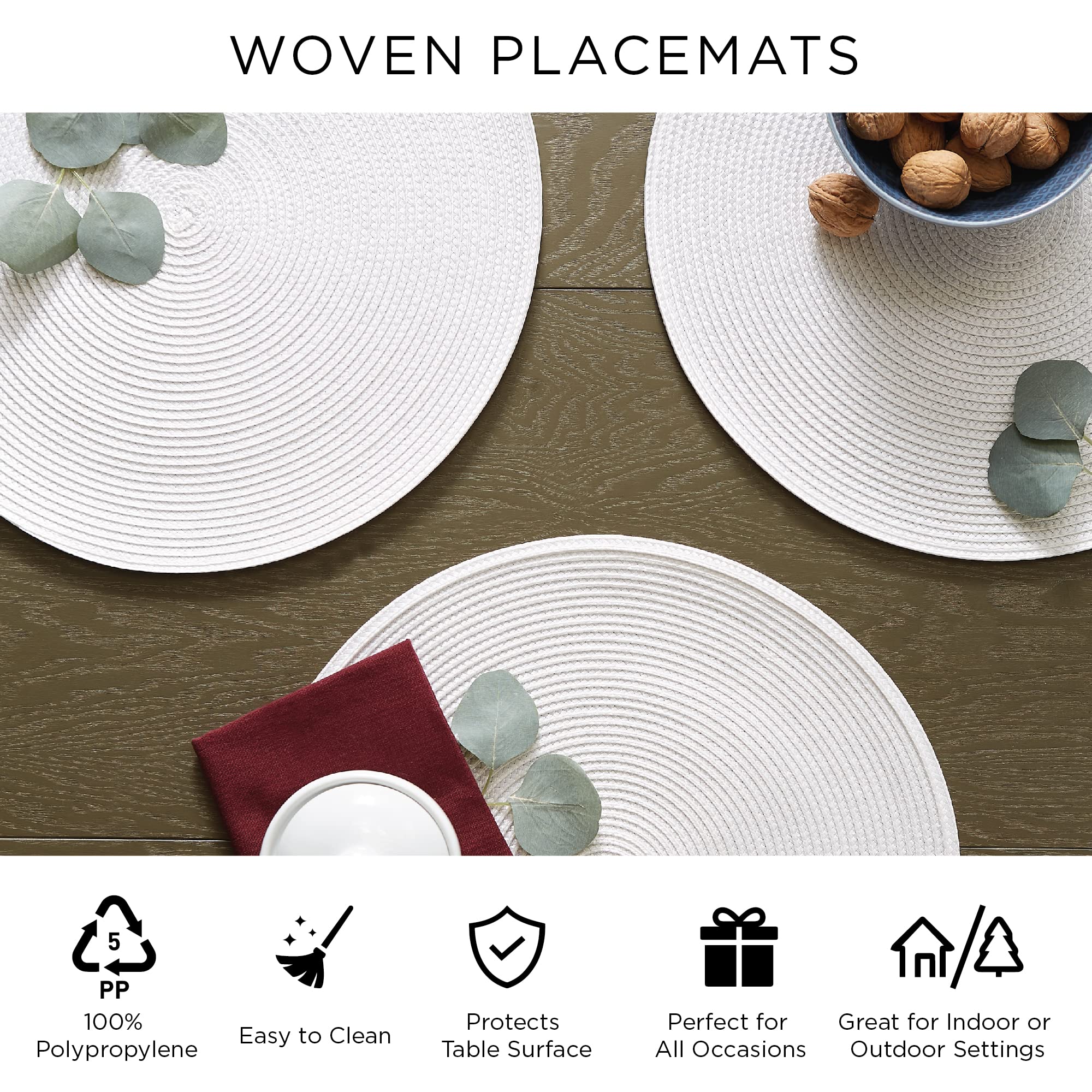 DII Orange Round Polypropylene Woven Placemat (Set of 6)