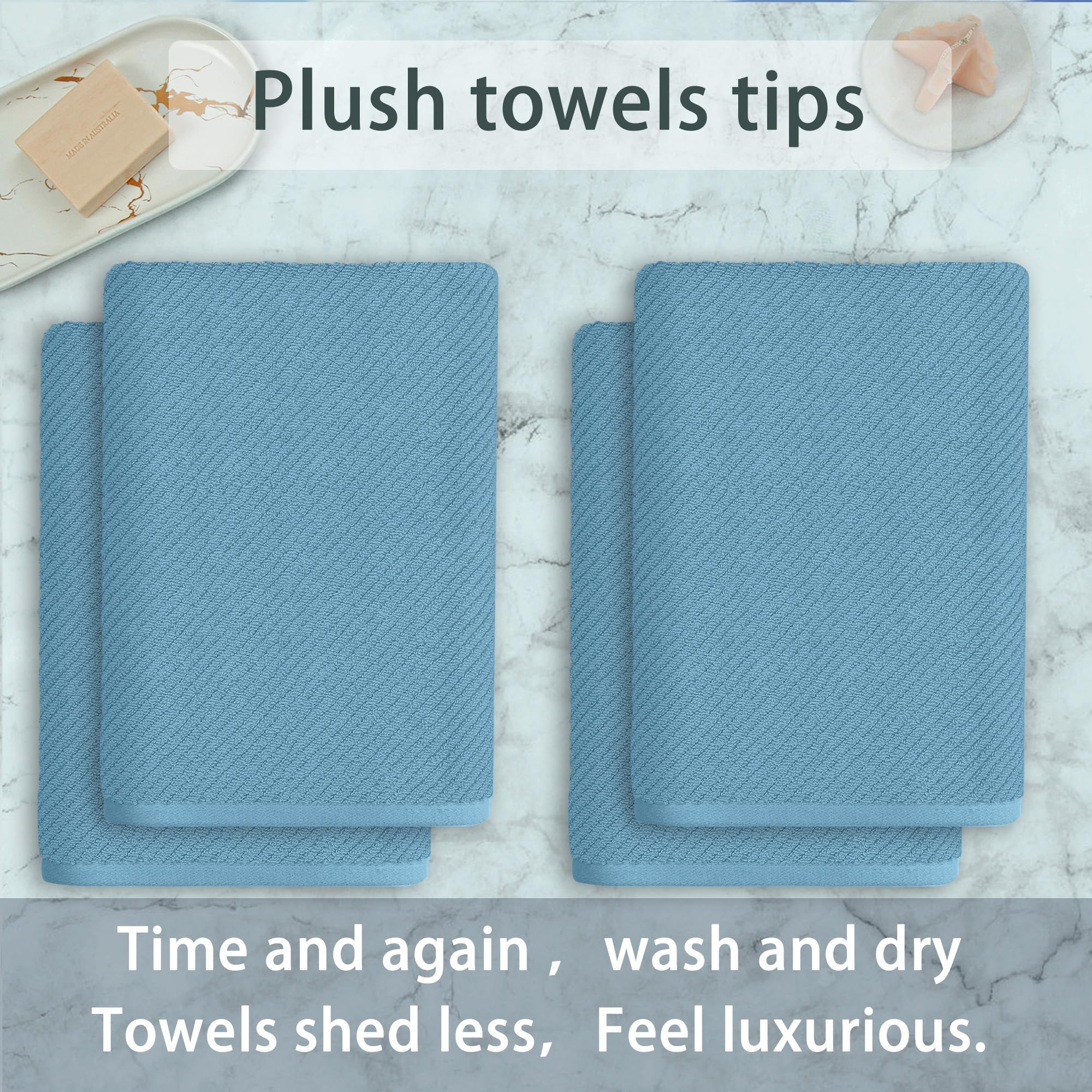 Voova & Movas Bath Towel Set, 4Pc Large 30'' X 56'' - 100% Cotton | Quick Dry | Thick | Light Weight | Soft | Absorbency, Bath T