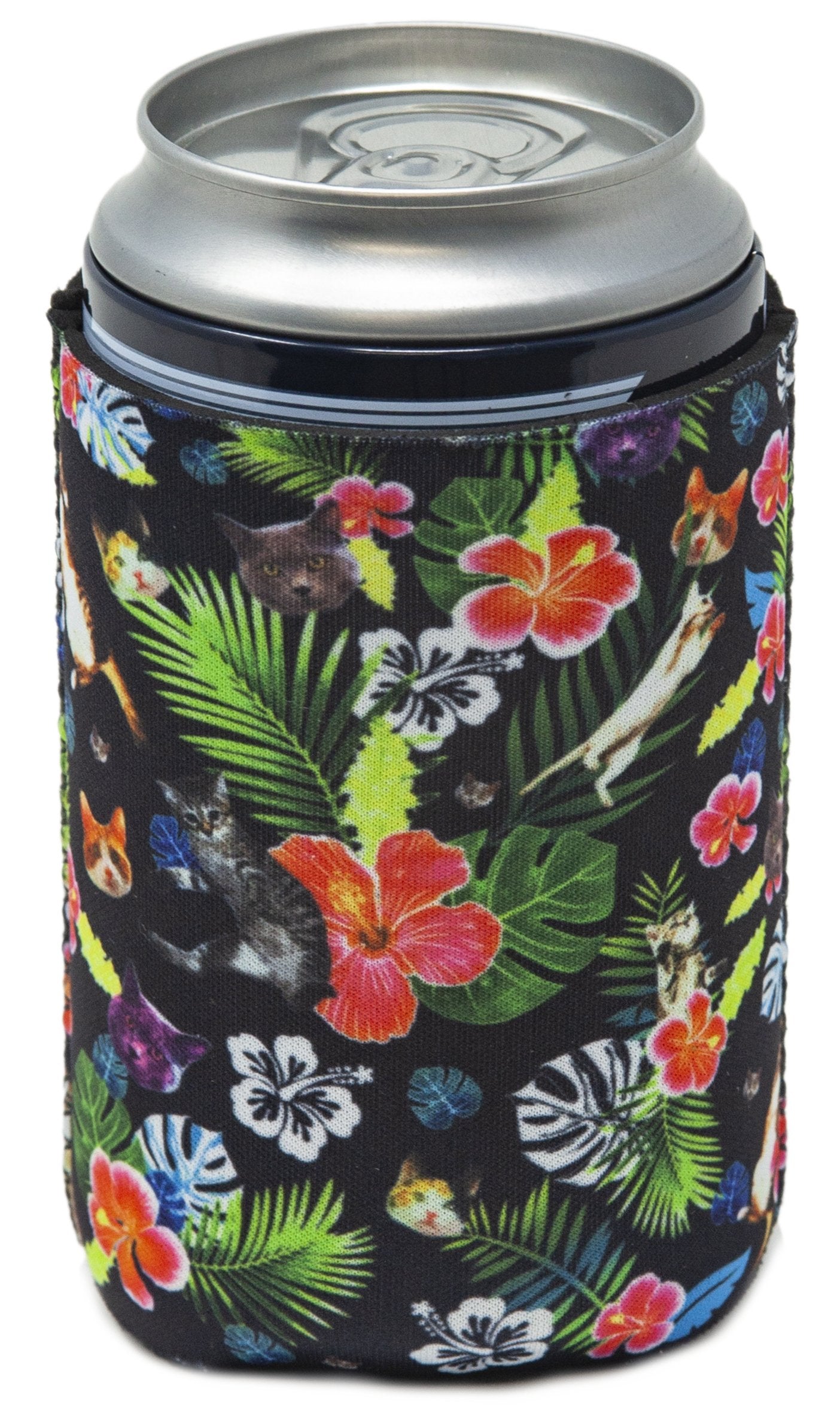 Funny Guy Mugs Hawaiian Cat Collapsible Neoprene Can Coolie - Drink Cooler