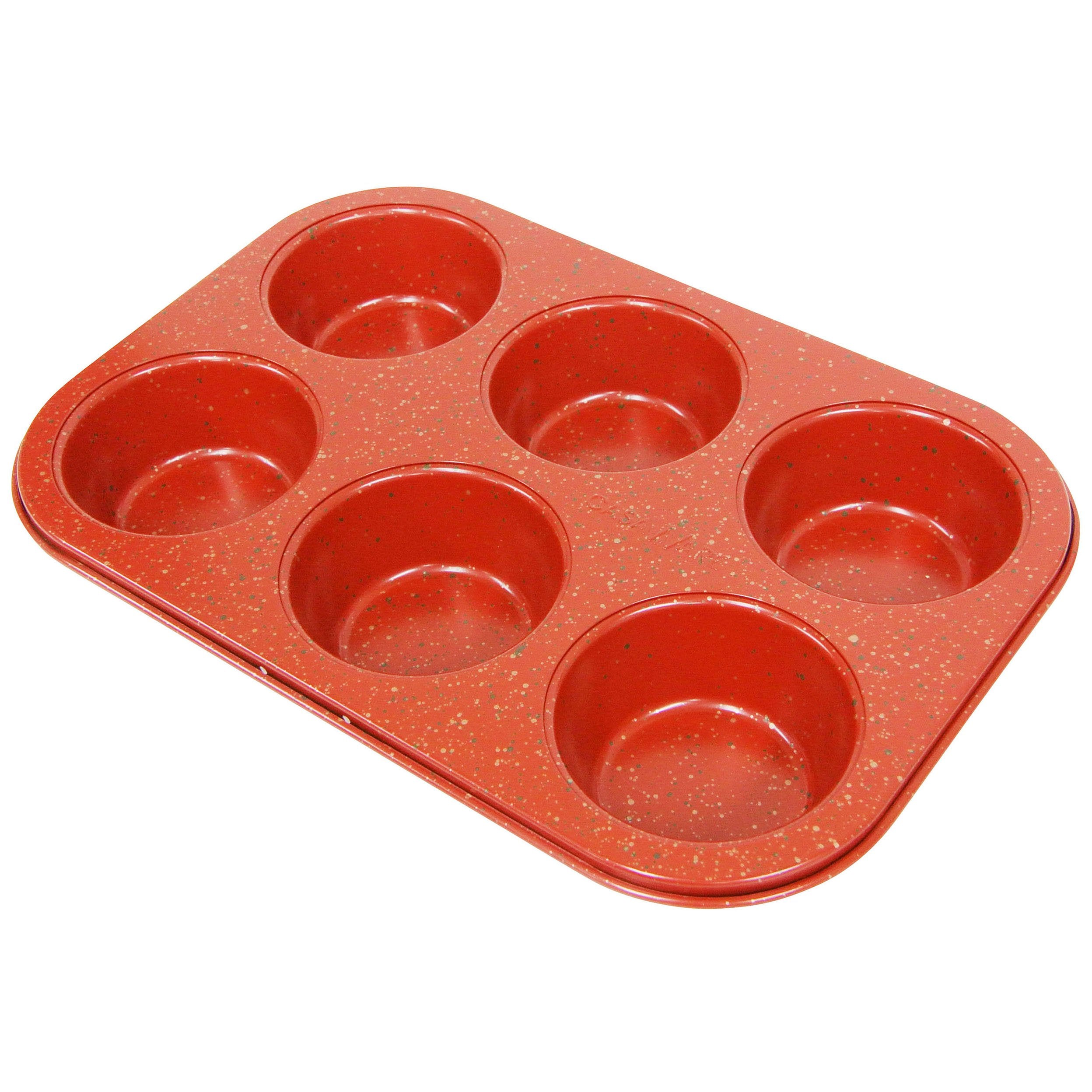 Casaware Toaster Oven 6 Cup Muffin Pan Nonstick Ceramic Coated (Red Granite)