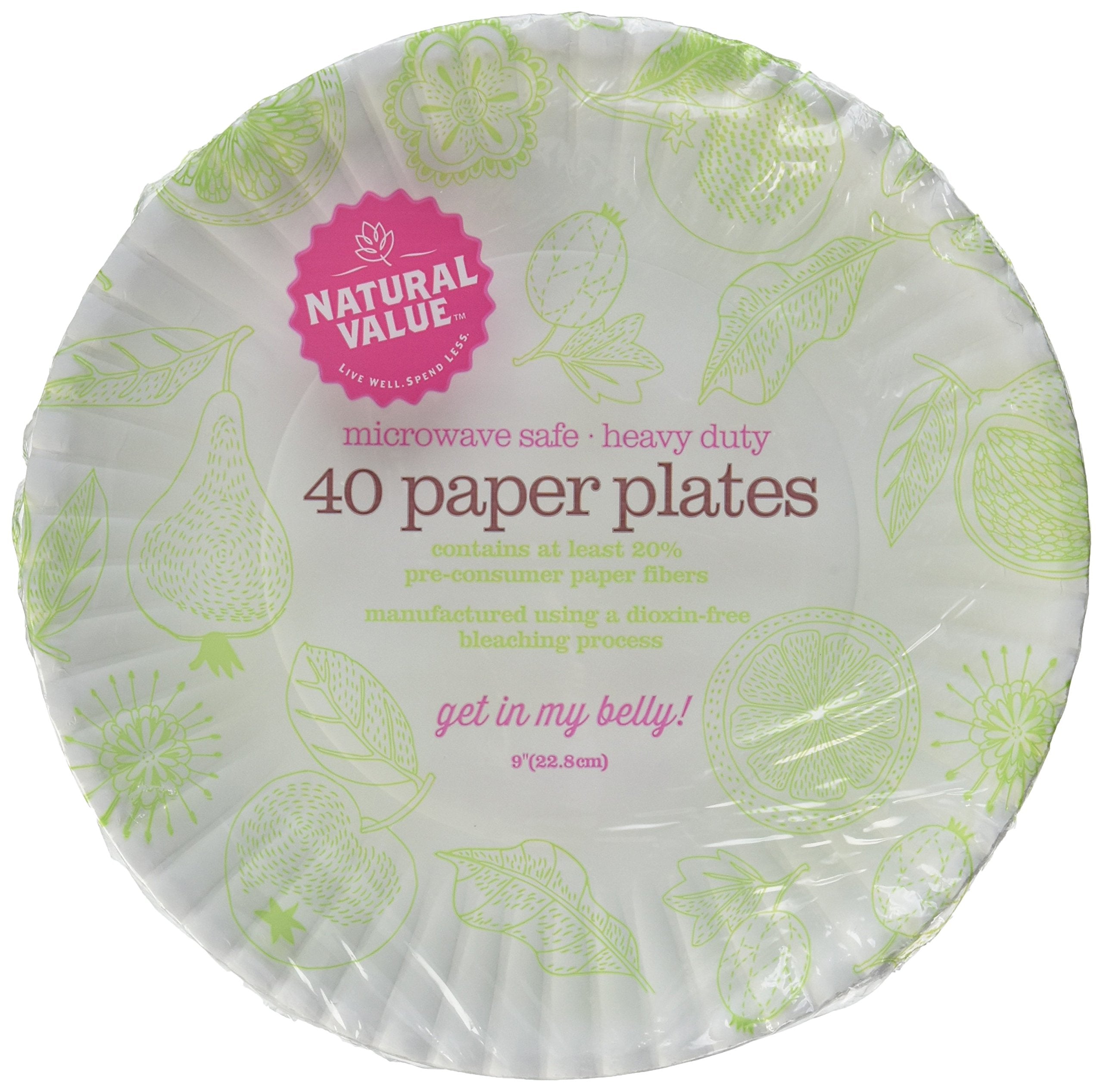 Natural Value Paper Plates, 9 Inch Diameter, 40 Count Boxes (Pack Of 24)