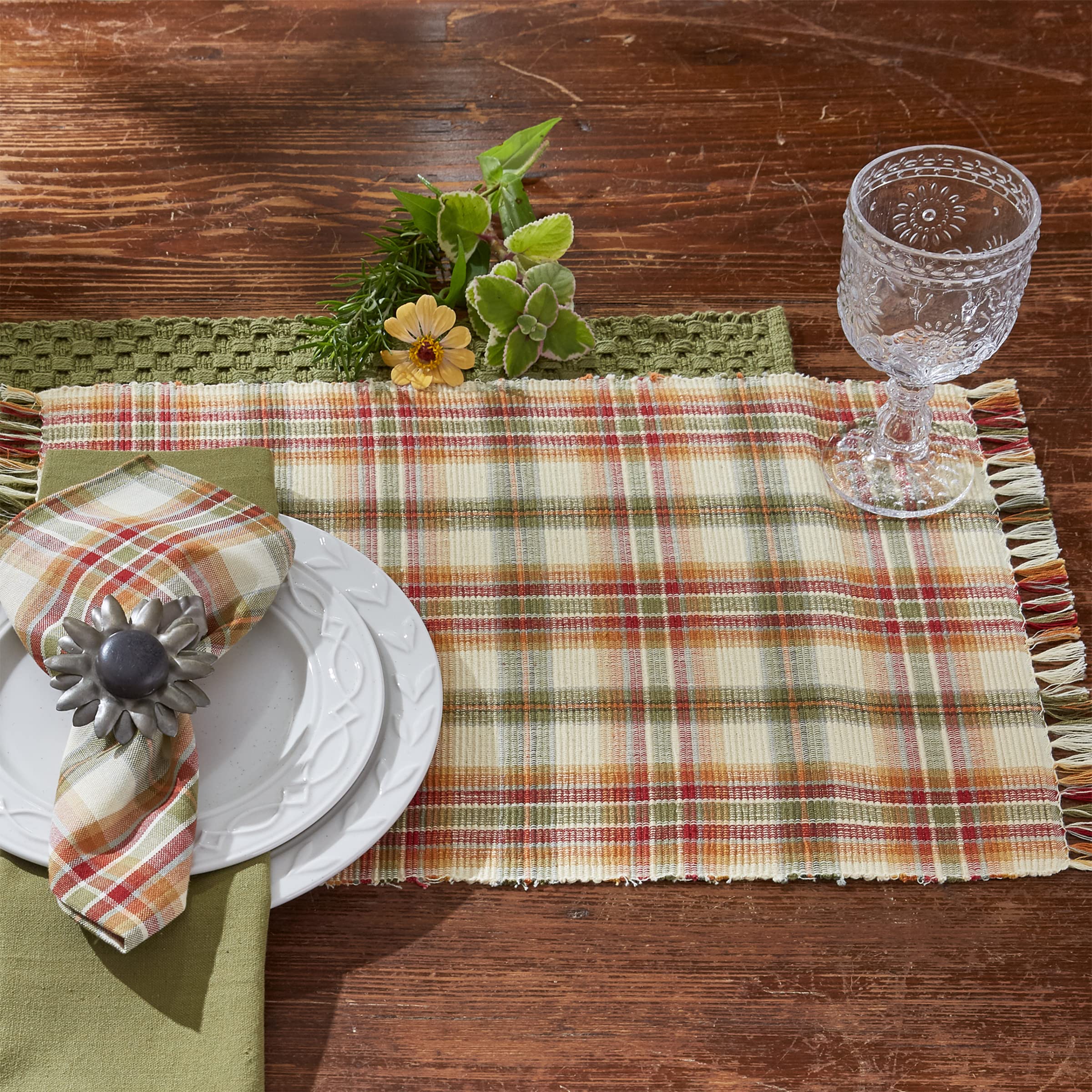 Park Designs Lemon Pepper Placemat Set, Cotton, 13x19, Multicolor, Model 619-68