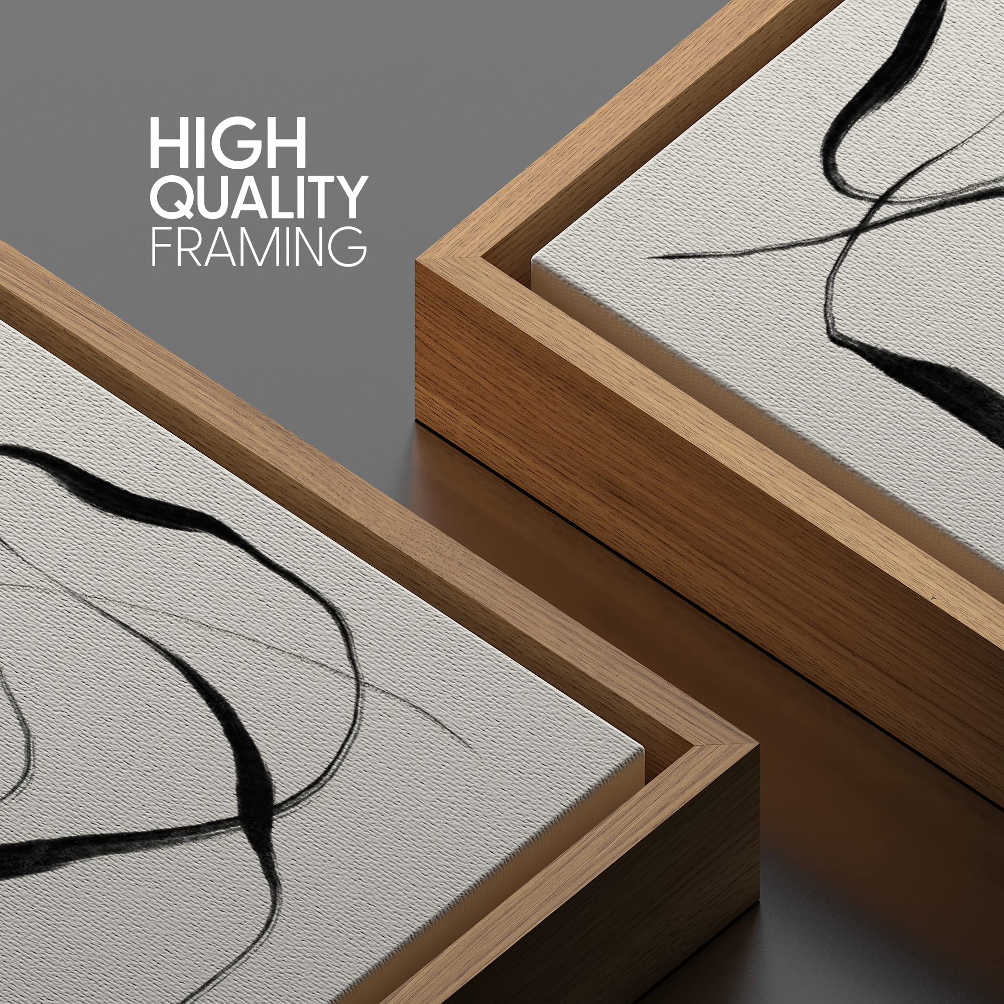 Signwin Framed Canvas Print Wall Art Geometric Paint Stroke Ribbon Collage Abstract Shapes Illustrations Modern Art Decorative C