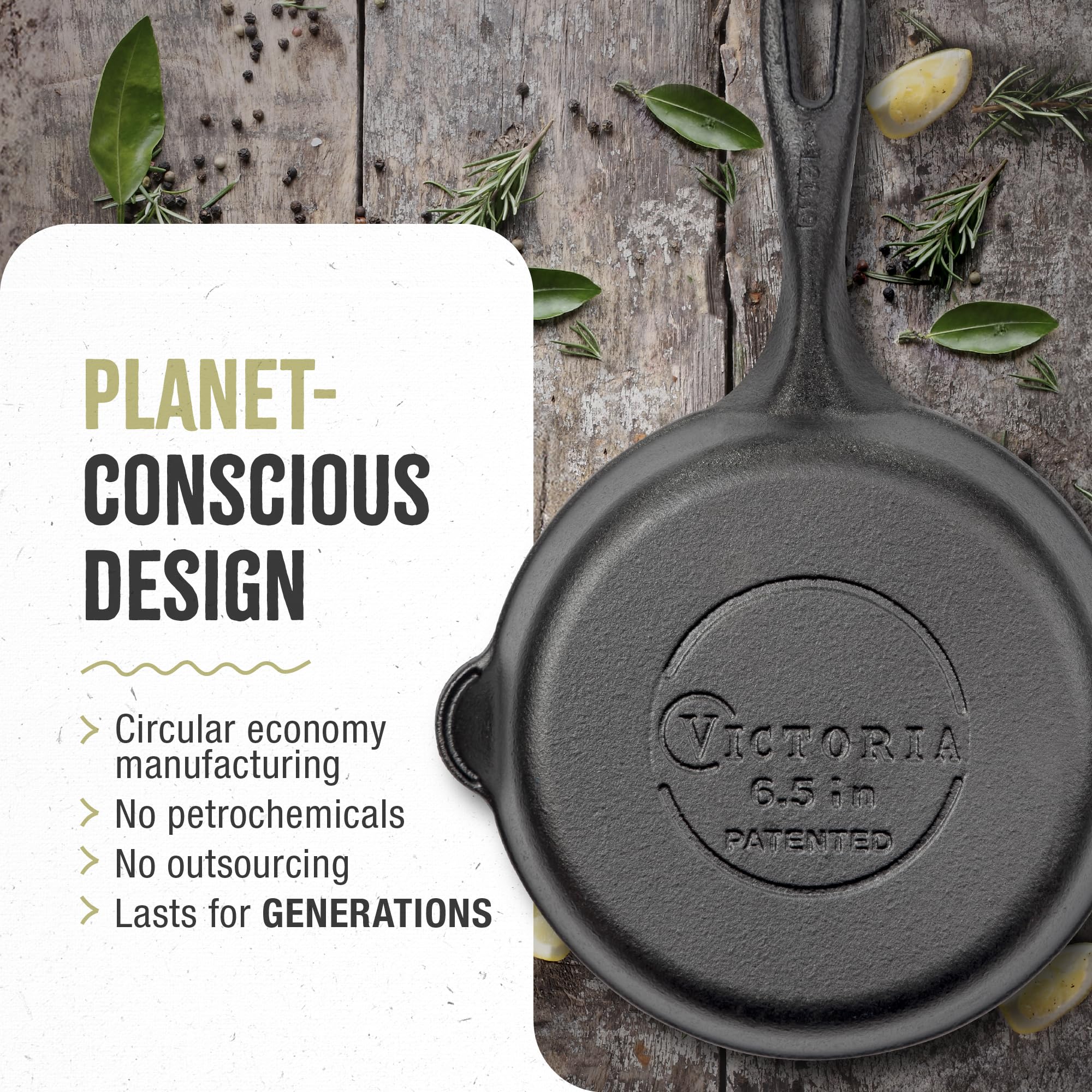 Victoria 6.5 Inch Mini Cast Iron Skillet. Small Frying Pan,Seasoned With 100% Kosher Certified Non-Gmo Flaxseed Oil (Skl-206)