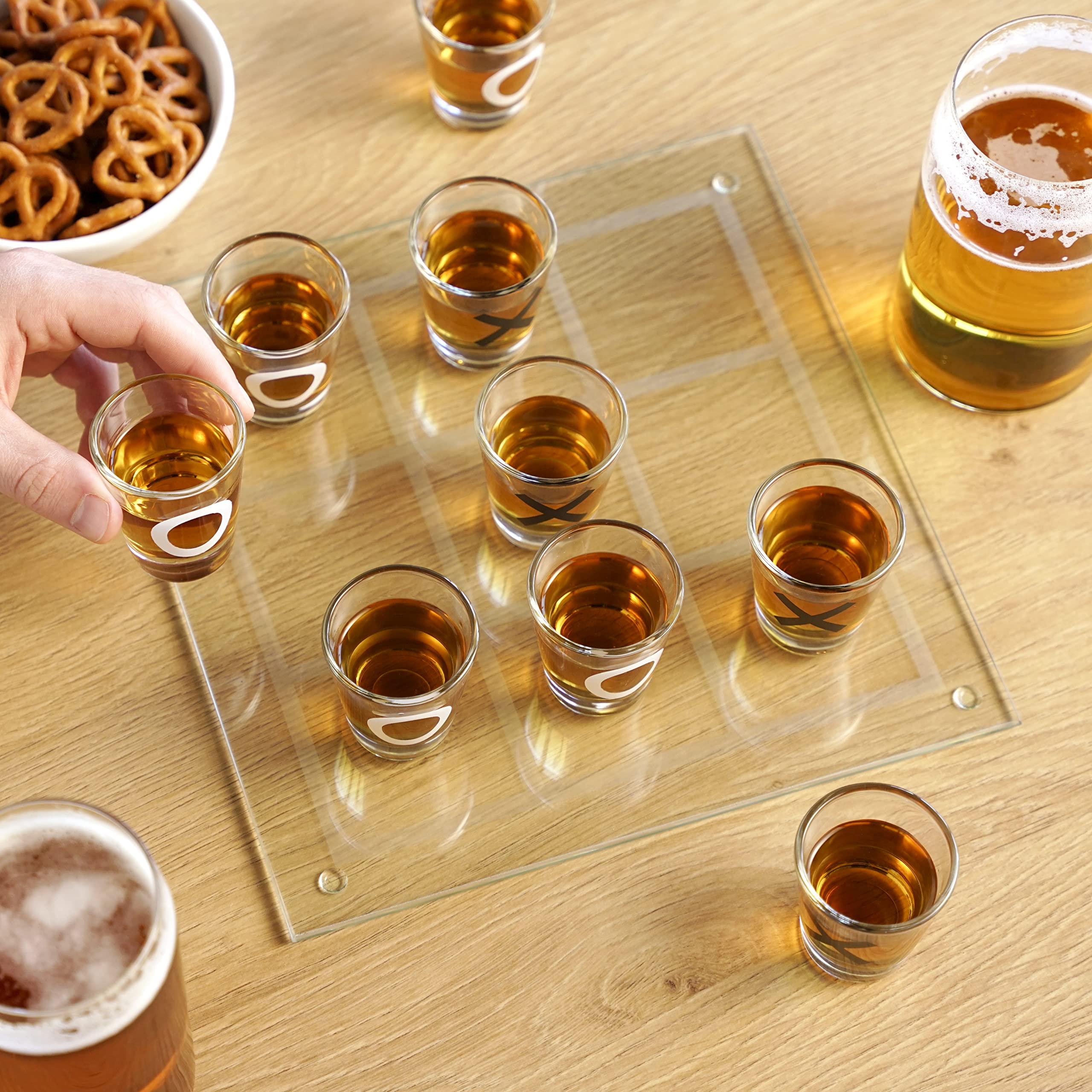 True Tic Tac Shot Board Games For Adults Includes Tic Tac Toe Board And 9 Clear Shot Glasses Set, Birthday Party, Bachelorette P