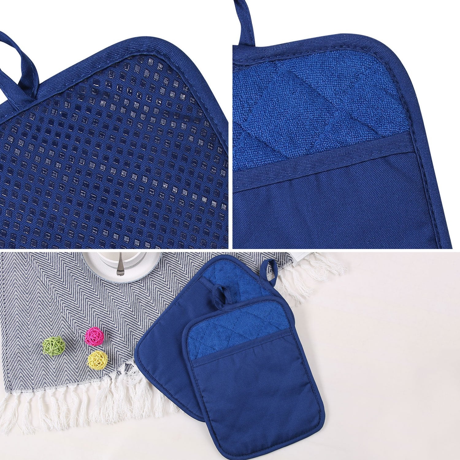 Lifaith 100% Cotton With Silicone Kitchen Everyday Basic Pot Holder Heat Resistant Coaster Potholder Oven Mitts With Pocket For