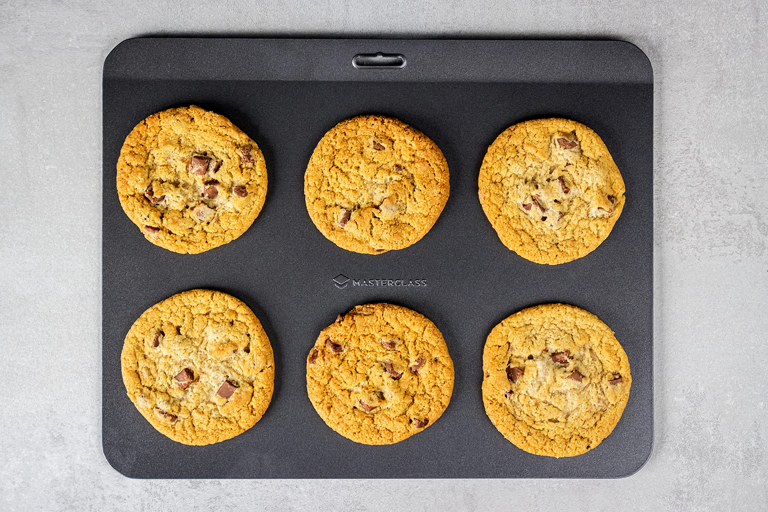 Masterclass Kcmchb4 Baking Sheet With Pfoa Free Non Stick And Insulated Design, Heavy Duty Carbon Steel, 35 X 28 Cm, Grey