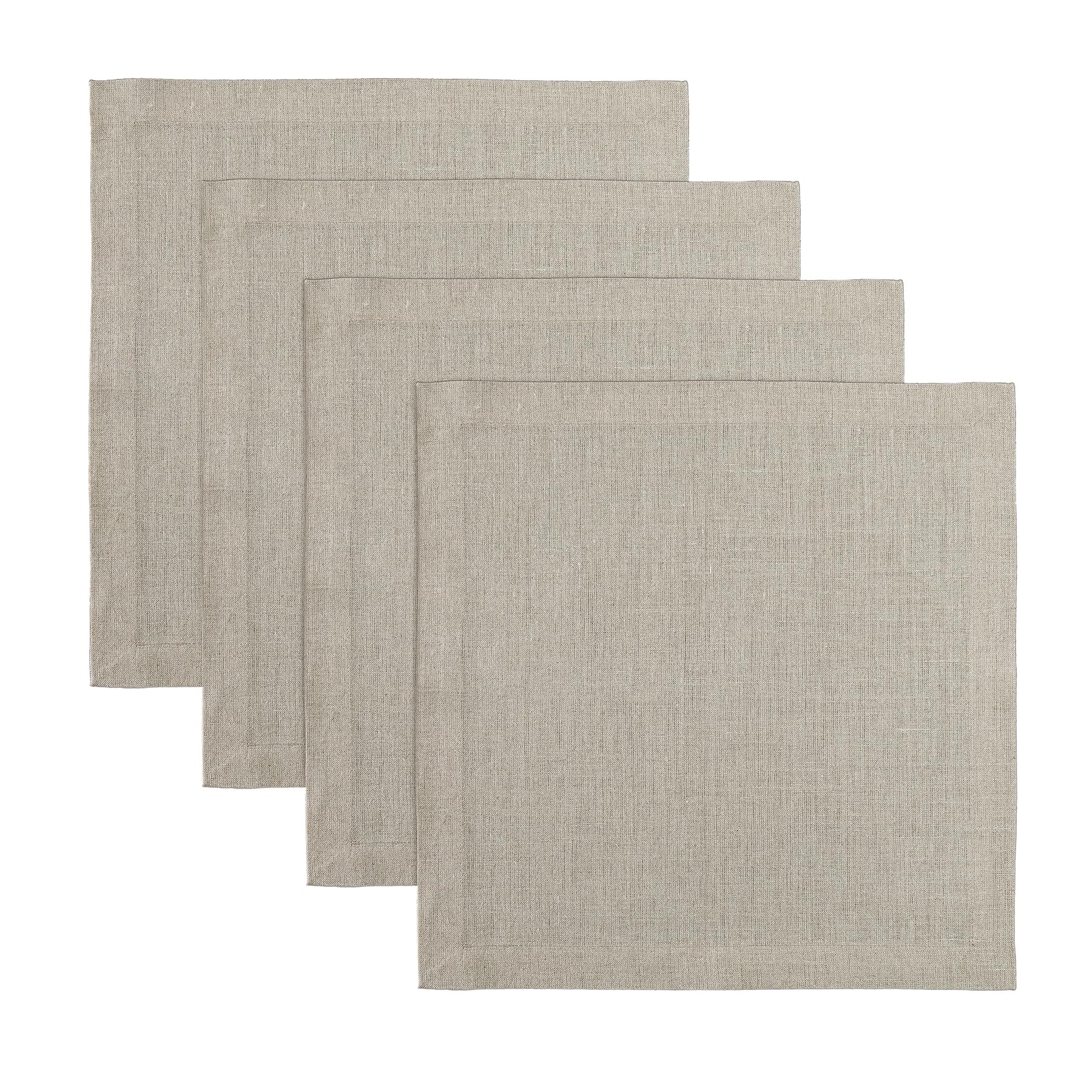 Solino Home Linen Placemats 19 L x 14 W Inch - 100% Pure Linen Natural Cloth Placemats Set of 6 - Fete, Washable Fabric Place Ma