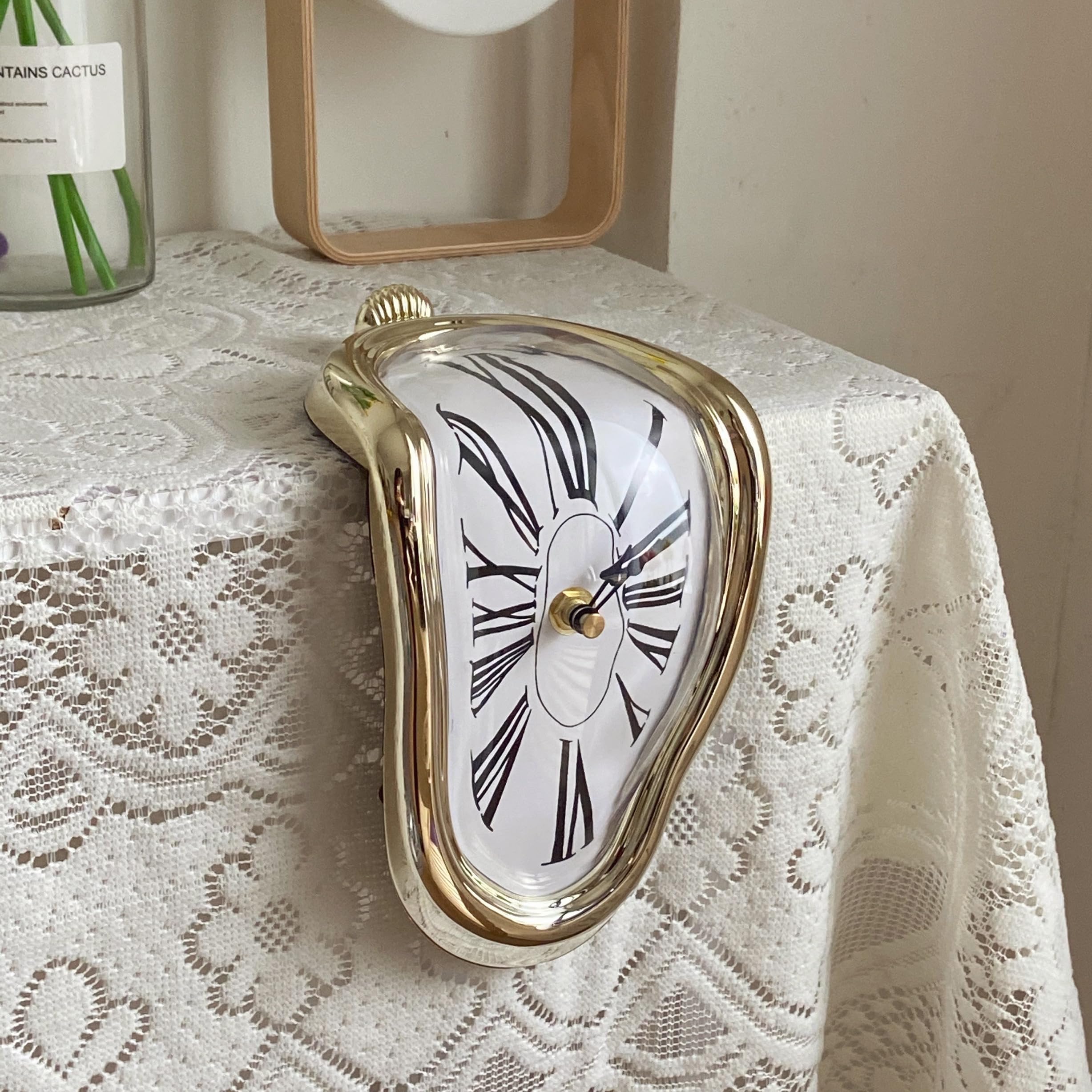 FAREVER Melting Clock, Salvador Dali Watch Melted Clock for Decorative Home Office Shelf Desk Table Funny Creative Gift, Rome Go