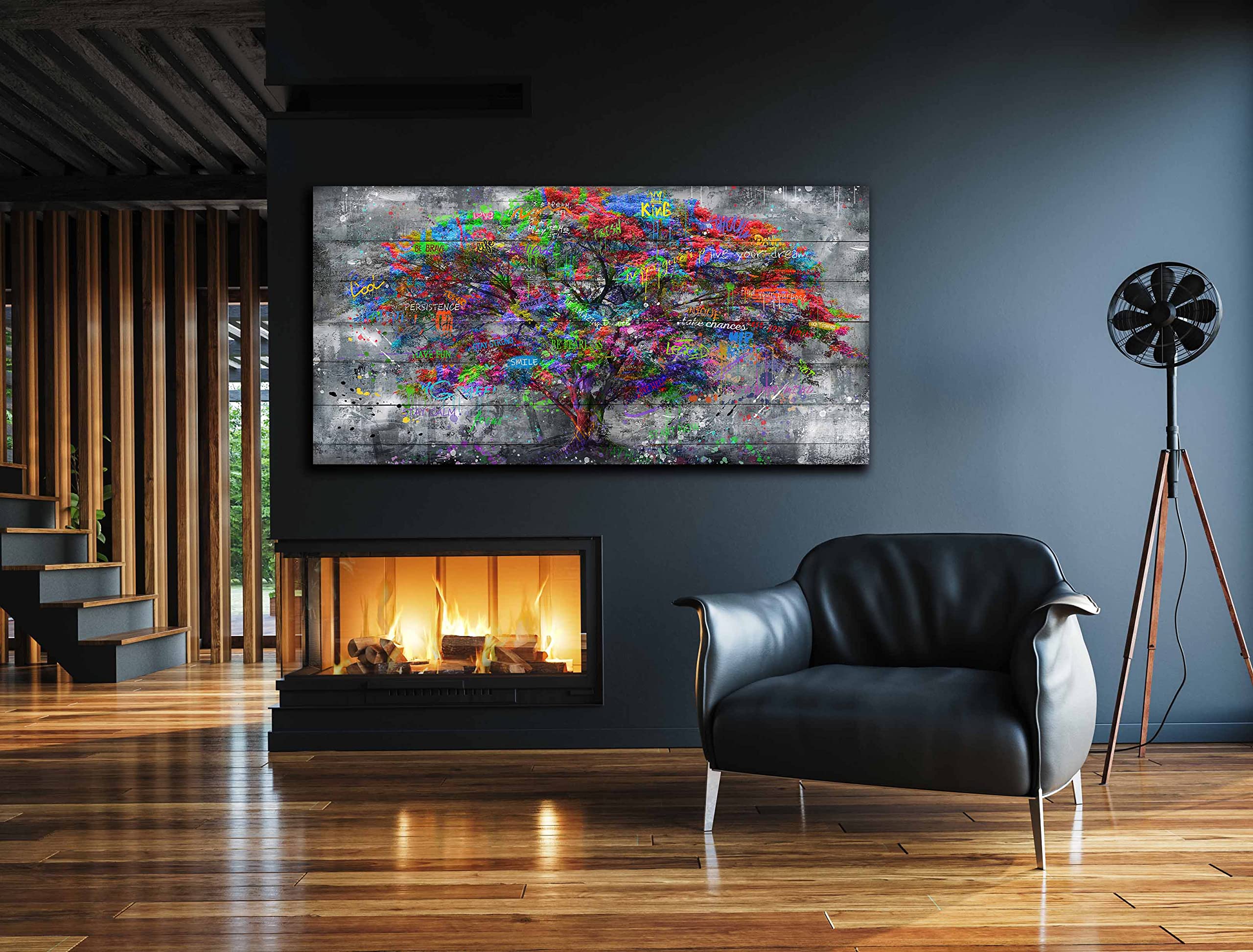 Sixttart Tree Large Canvas Wall-Art For Living Room - Graffiti Forest Wall Art - Abstract Modern Home Office Wall Decor Ready To