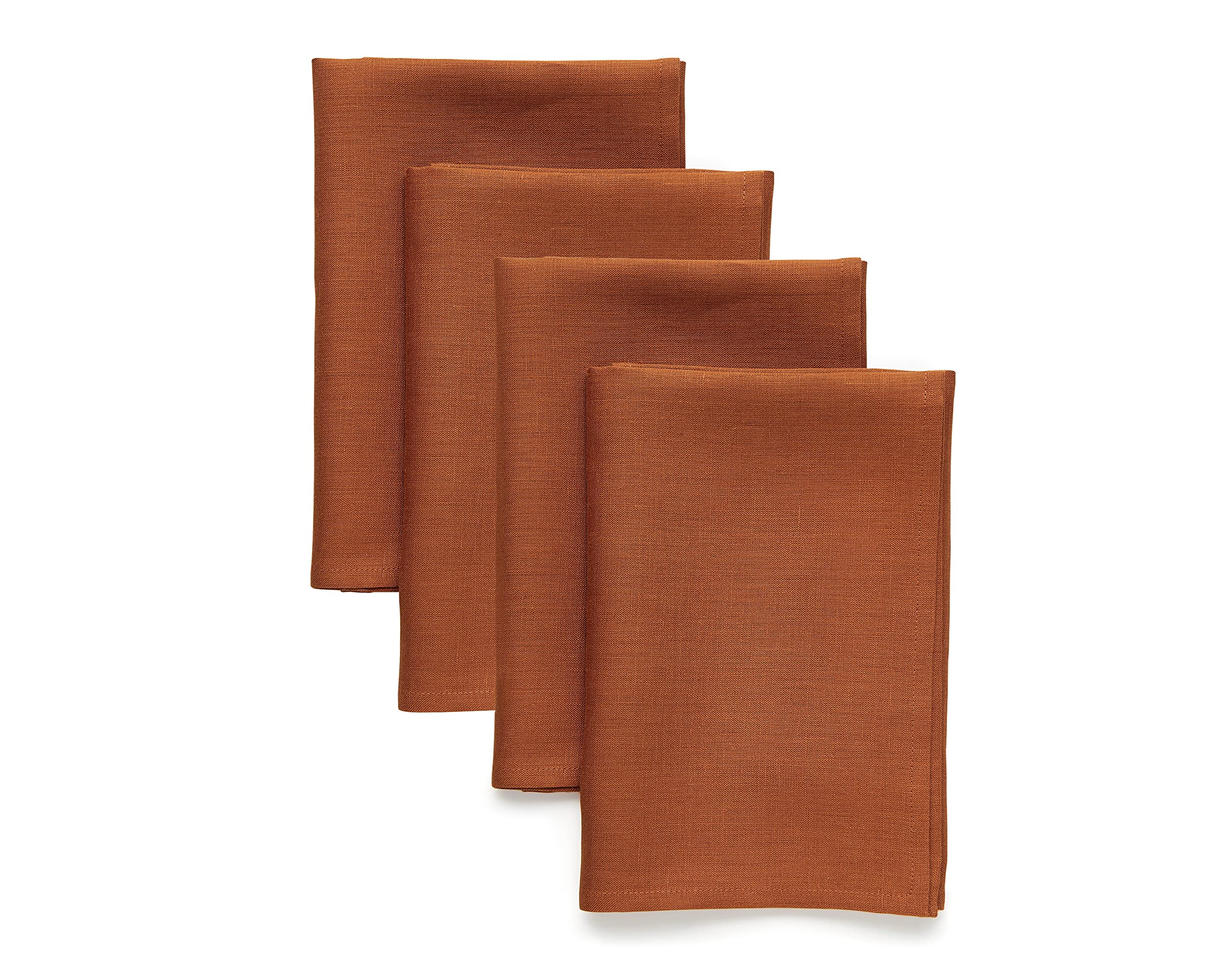 Solino Home Linen Dinner Napkins 20 X 20 Inch - 100% Pure Linen Cinnamon Cloth Napkins Set Of 4 - Fete, Handcrafted And Machine