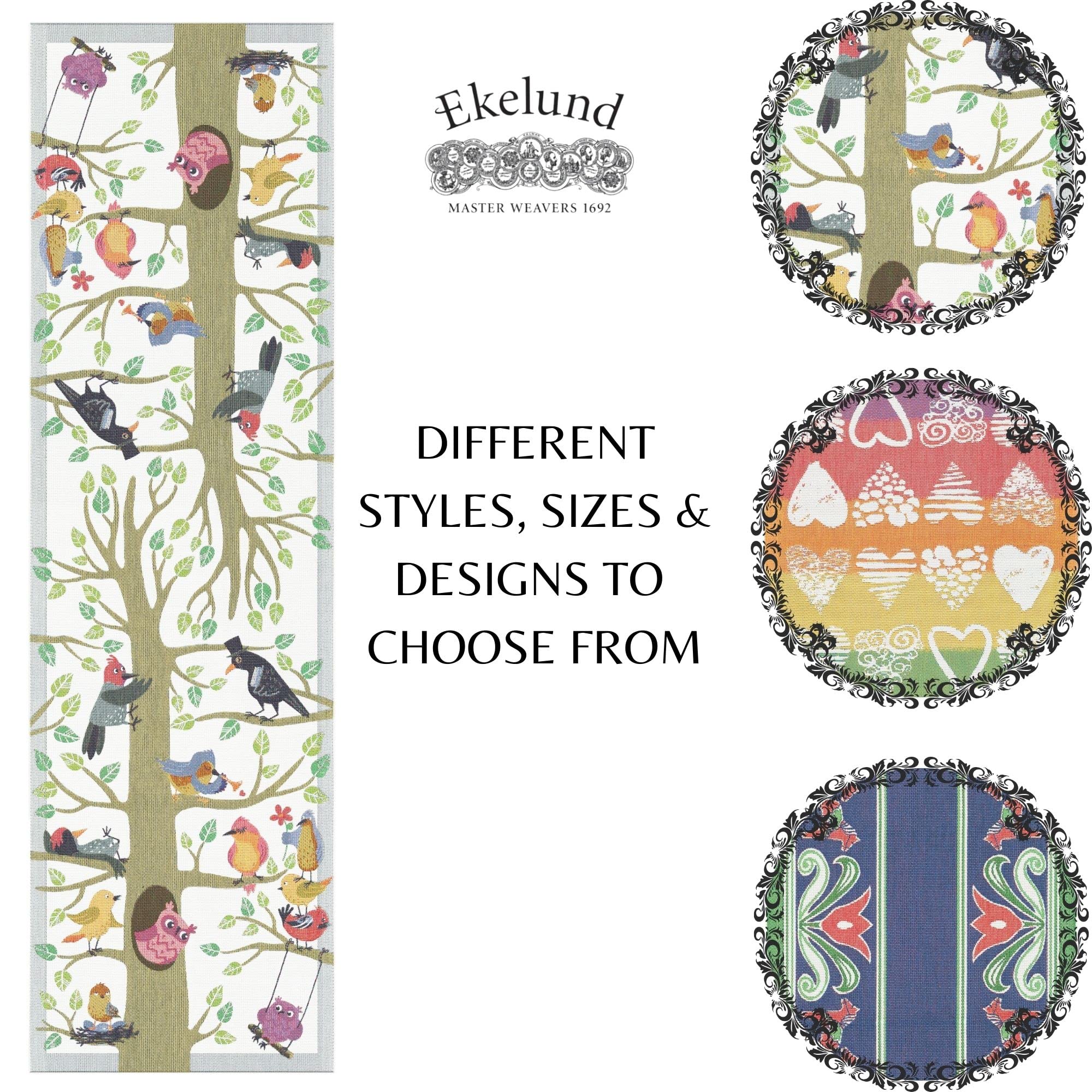 Ekelund Master Weavers - Vrfglar - @14 Inches X 47 Inches Natural Organic Cotton Fine Swedish Table Runner,Multicolor,35 Cm X 12