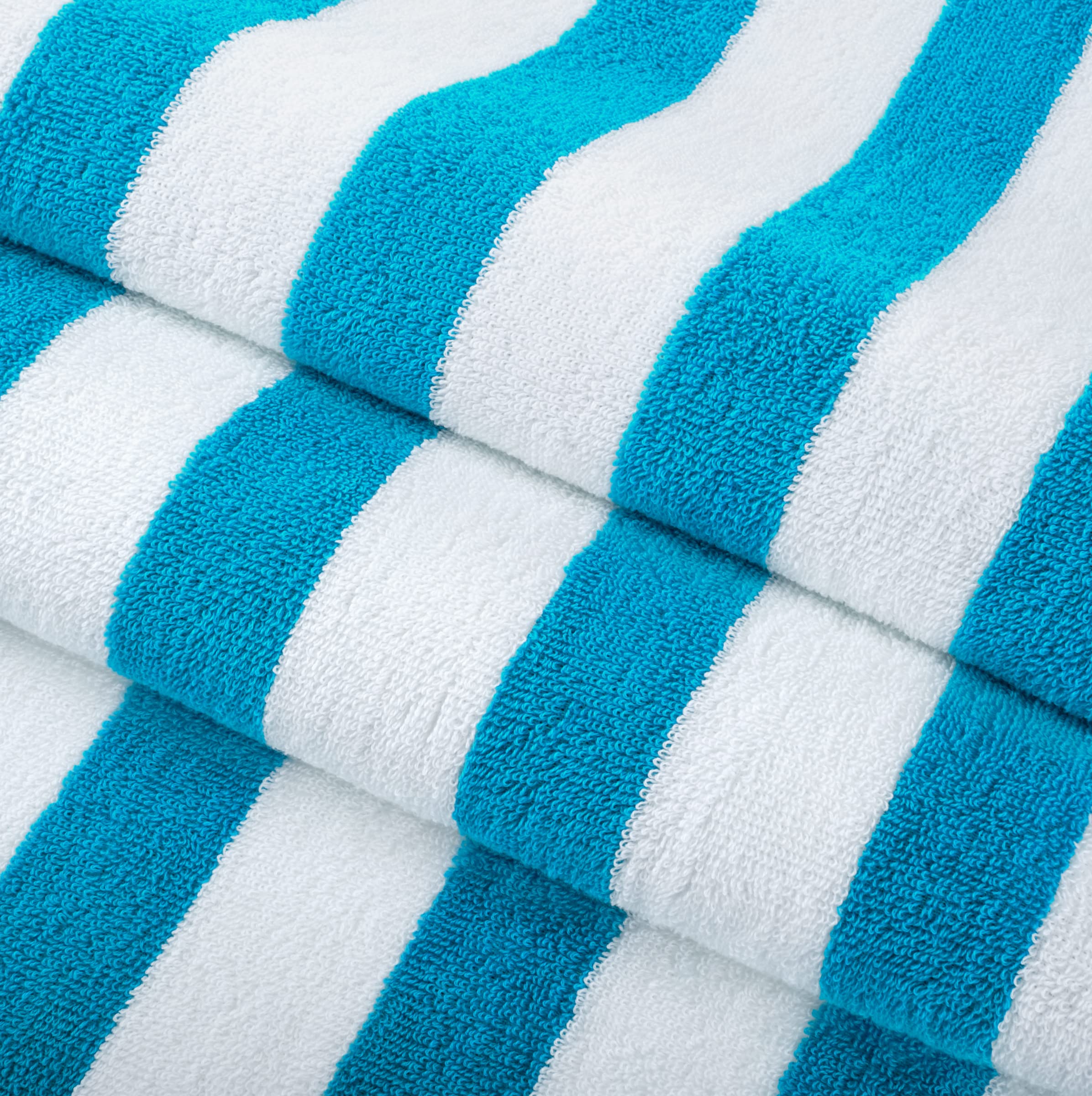 Arkwright Cali Cabana Stripe Beach Towel - Pack Of 4-100% Cotton Soft Lightweight Quick Dry Terry Towels Set For Pool, Swim, And