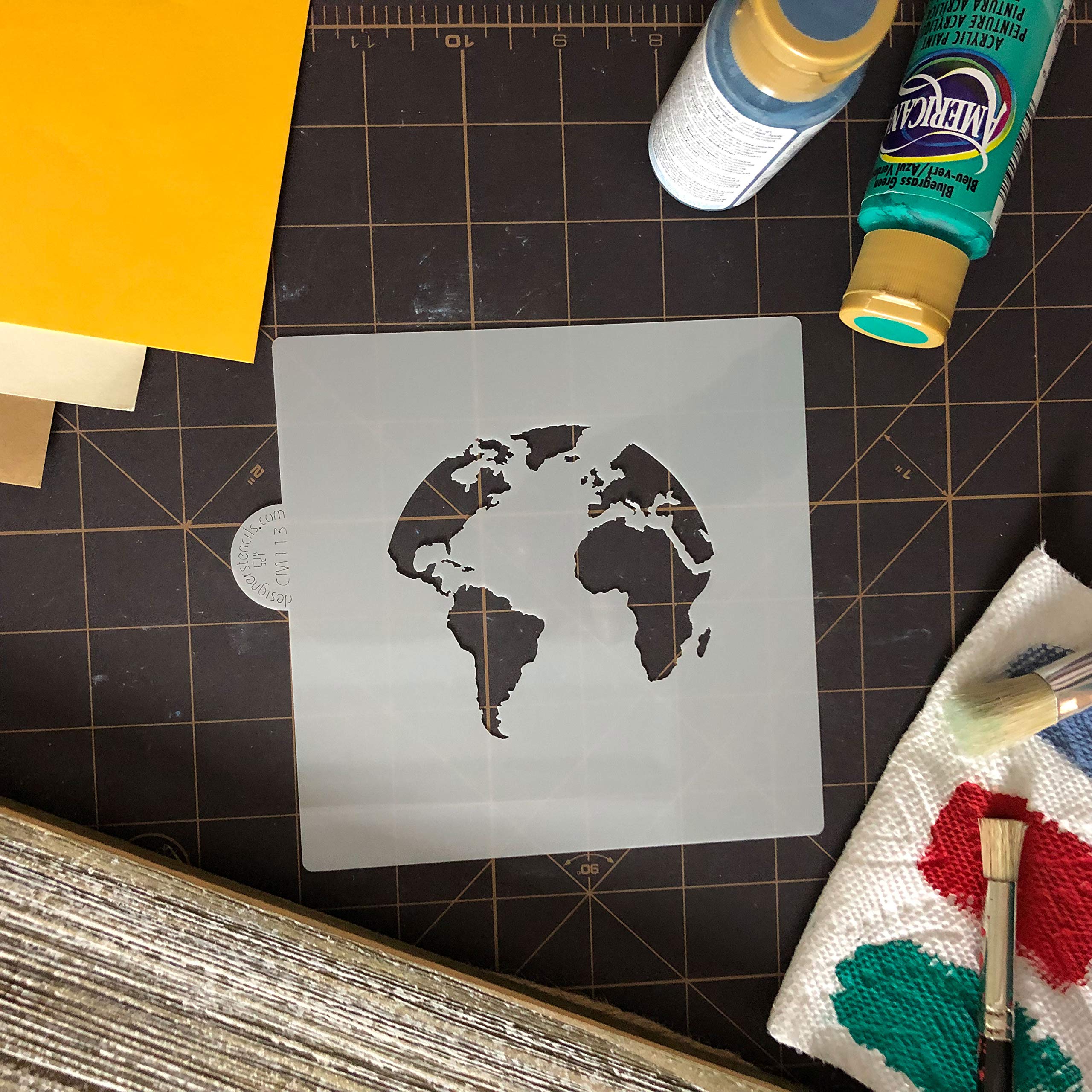World Map (Globe) Cookie And Craft Stencil | World Map Cake Stencil Airbrush Painting Cookies | Cake Decorating Stencil World Ma
