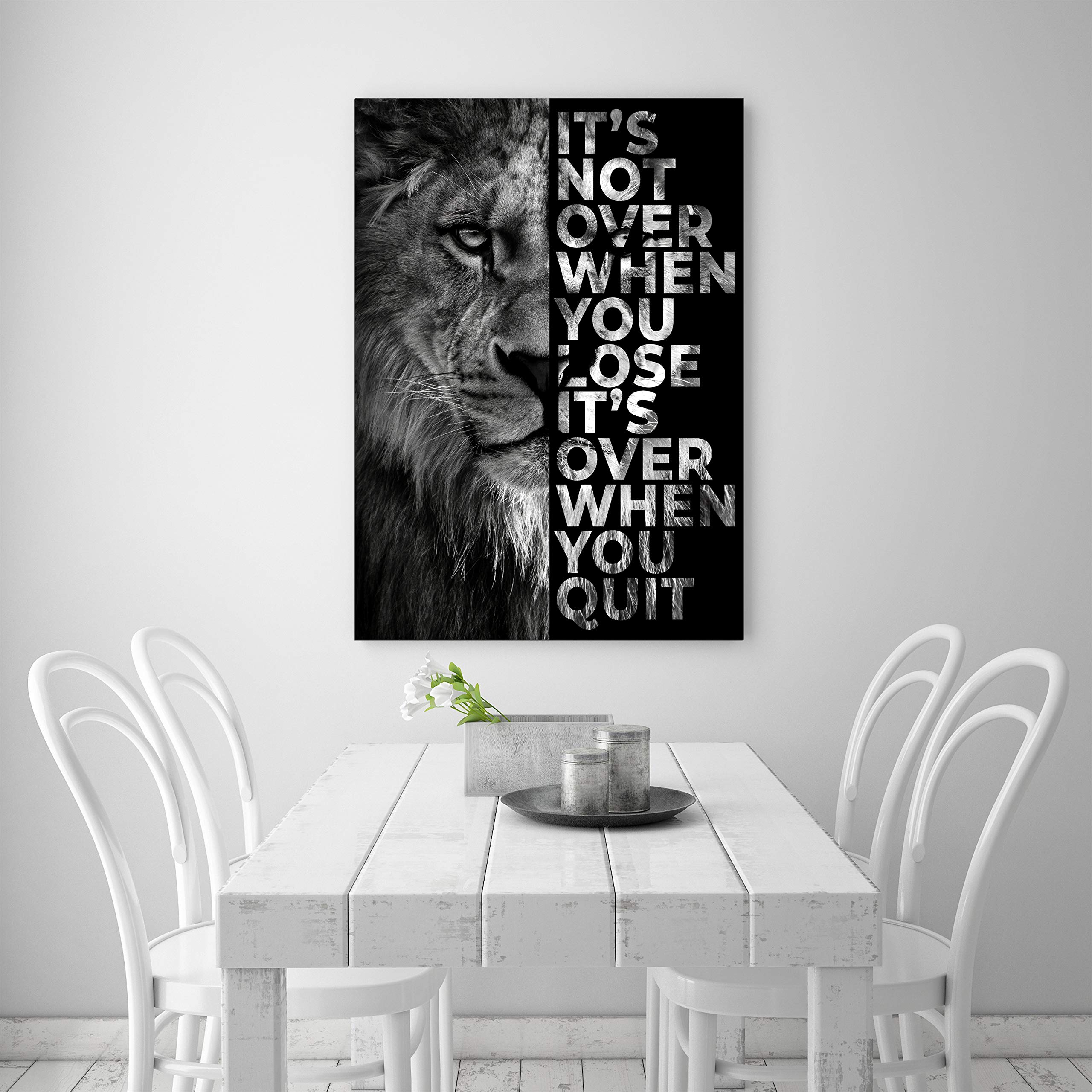 Lion Inspirational Wall Art Entrepreneur Quotes Its Not Over When You Lose Canvas Posters -Motivational Lion Canvas Print Frame