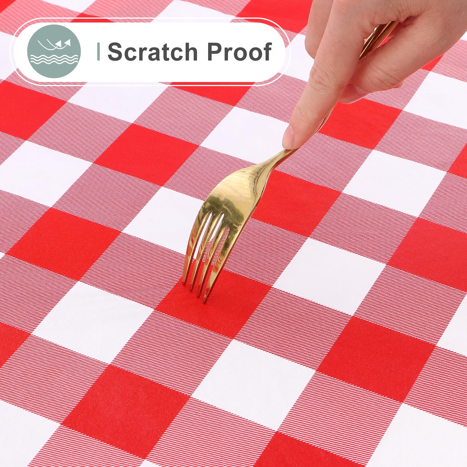 misaya Rectangle Waterproof Vinyl Table Cloth  Buffalo Flannel Backed Tablecloth  Wipeable Plastic Table Cover for Dinner  Picnic  Outdoor (60'' x 84''  Red and White)