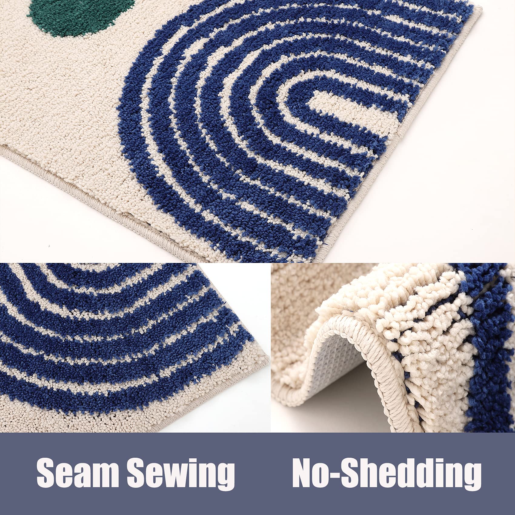 Dbjoy Boho Bathroom Rugs Non-Slip Abstract Bath Rugs Microfiber Cute Mat Black Washable For Tube/Washbasin/Toilet (Beige-Moon, 2