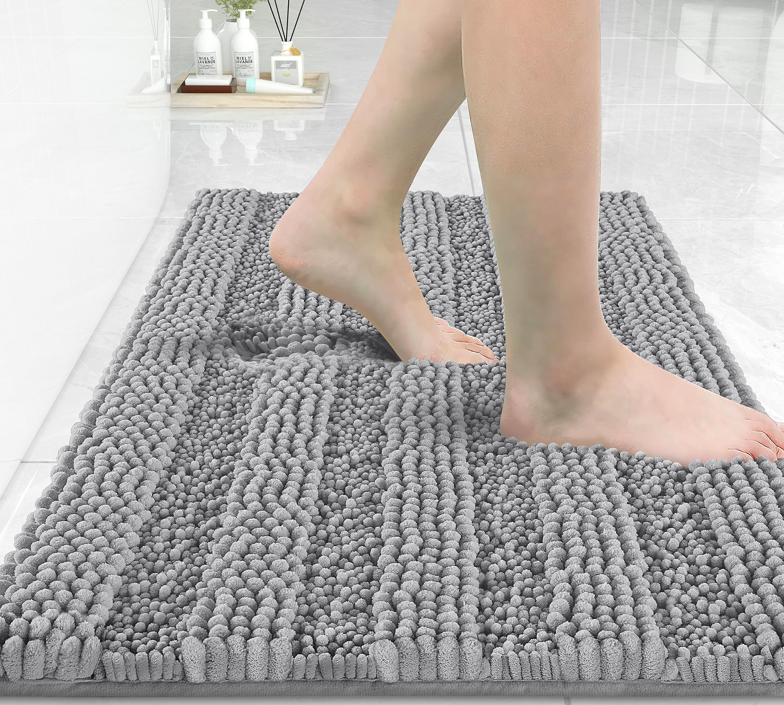 Yimobra Bathroom Rug Mat, Extra Thick And Super Absorbent Bath Rugs, Non Slip Quick Dry Bath Mats, Luxury Microfiber Chenille Pl