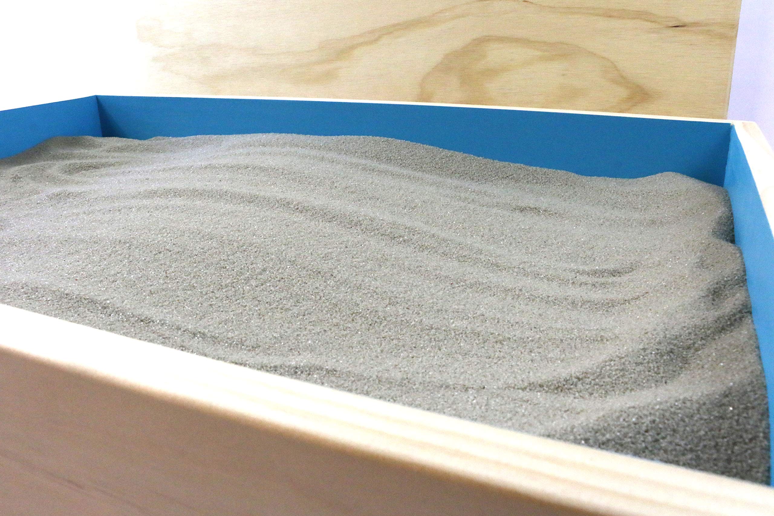 PlayTherapySupply Wooden Sandtray with Lid, 28.5" x 19.5" x 3.5", Blue, Model SAN-BWT