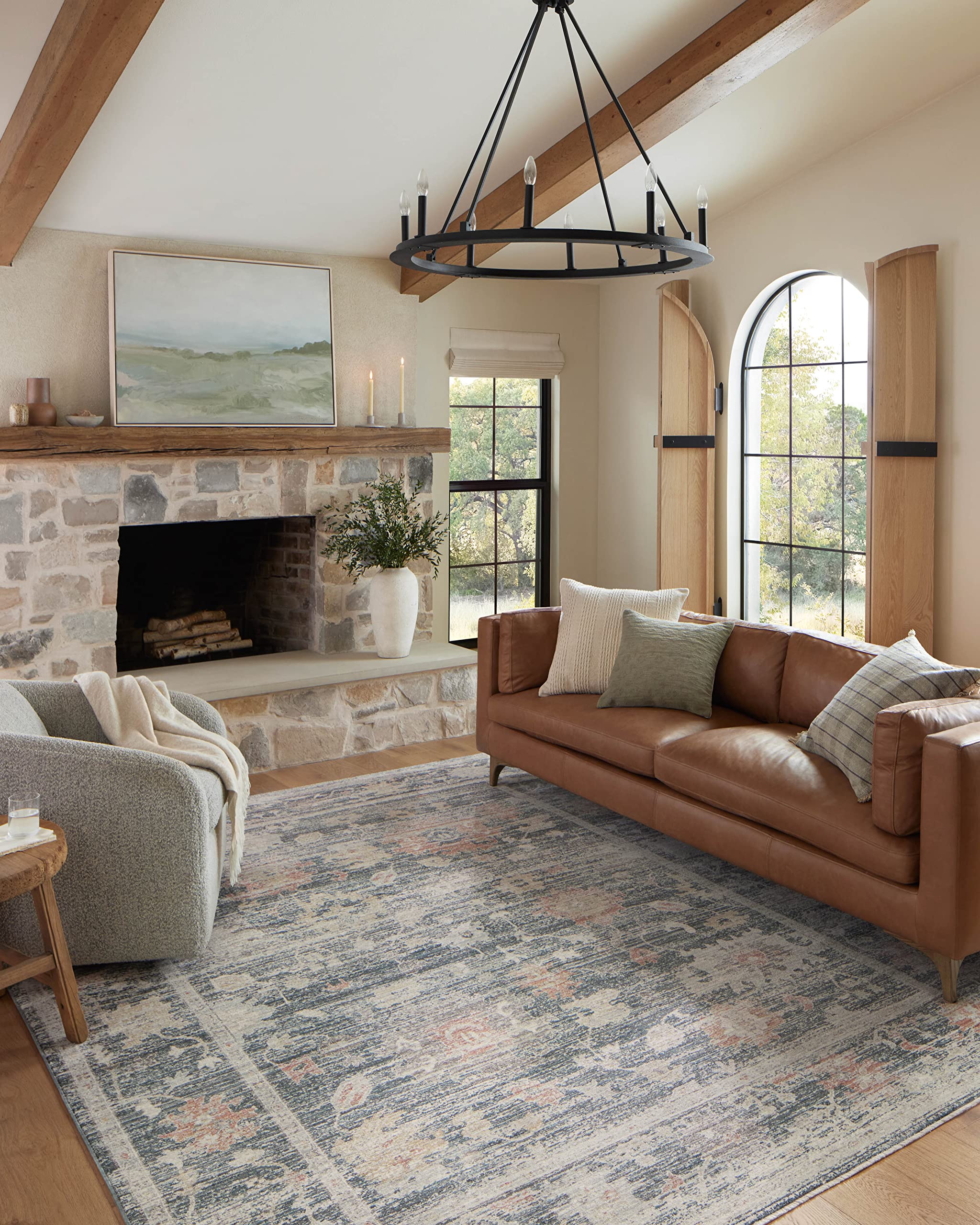 Loloi Magnolia Home by Joanna Gaines x Millie Blue/Multi 5-3 x 7-6 Area Rug