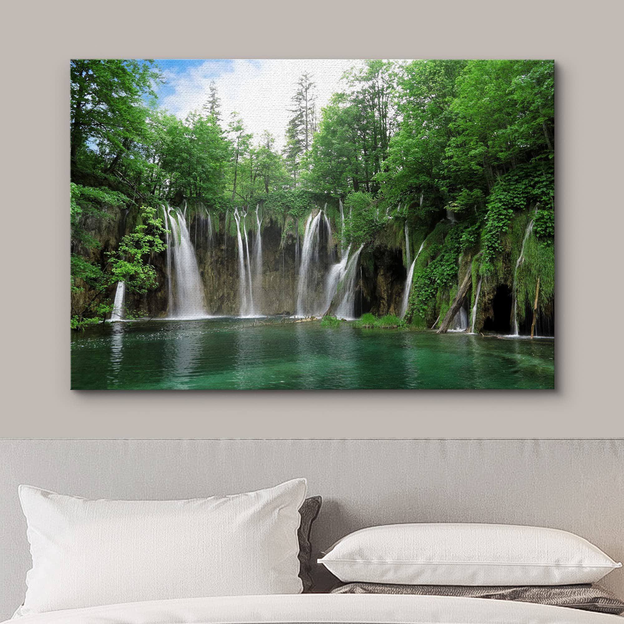 Wall26 Canvas Print Wall Art Green Forest Waterfall In Croatia Park Nature Wilderness Photography Modern Art Rustic Scenic Color