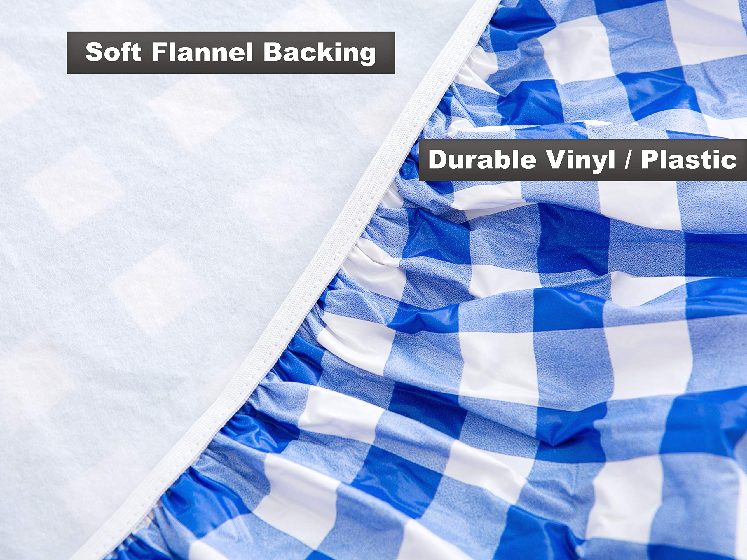 Rally Home Goods Indoor Outdoor Patio Round Fitted Vinyl Tablecloth, Flannel Backing, Elastic Edge, Waterproof Wipeable Cover, B
