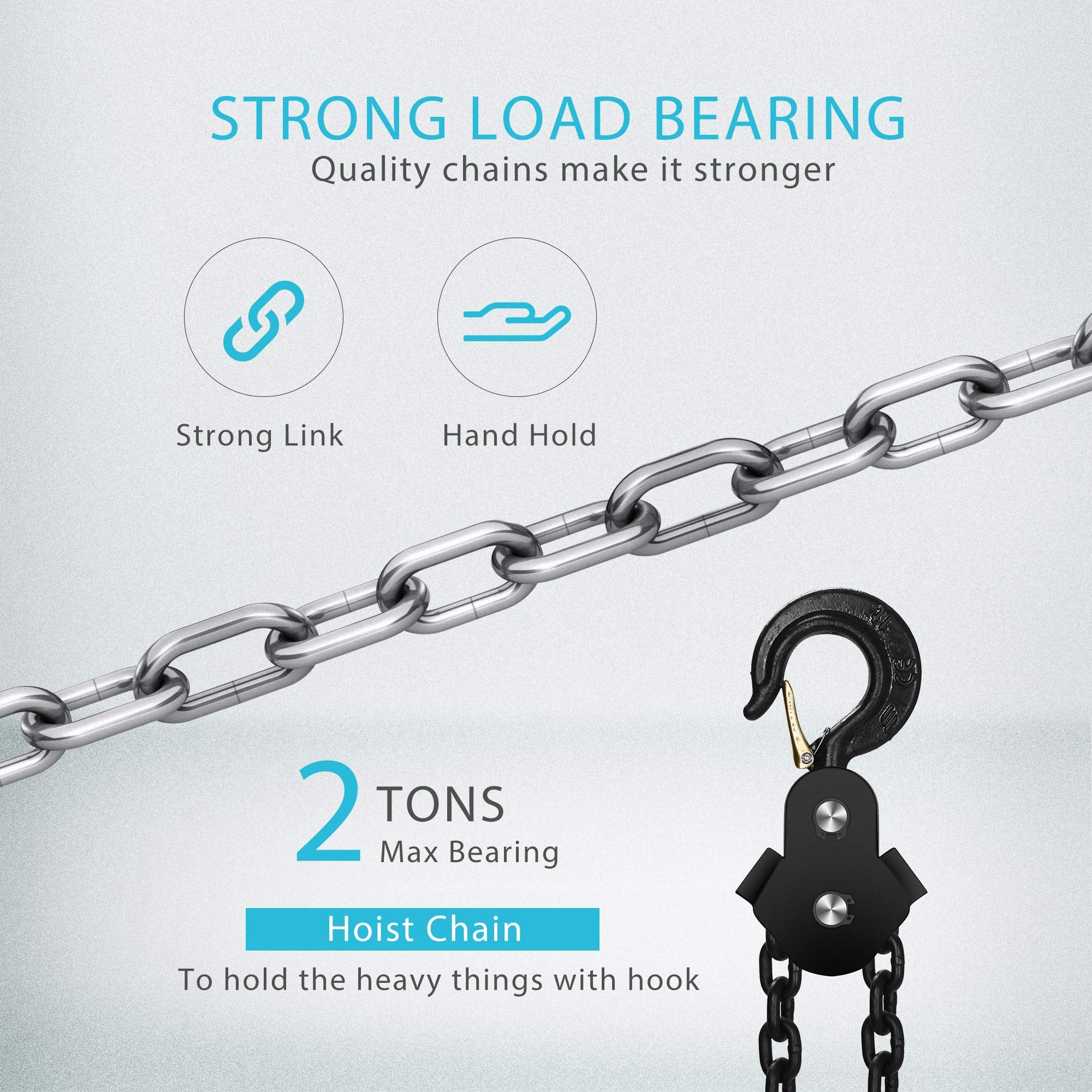 Specstar Hand Chain Hoist 2 Ton 4000 Lbs Capacity 10 Feet With 2 Heavy Duty Hooks, Manual Chain Fall For Warehouse Building Auto