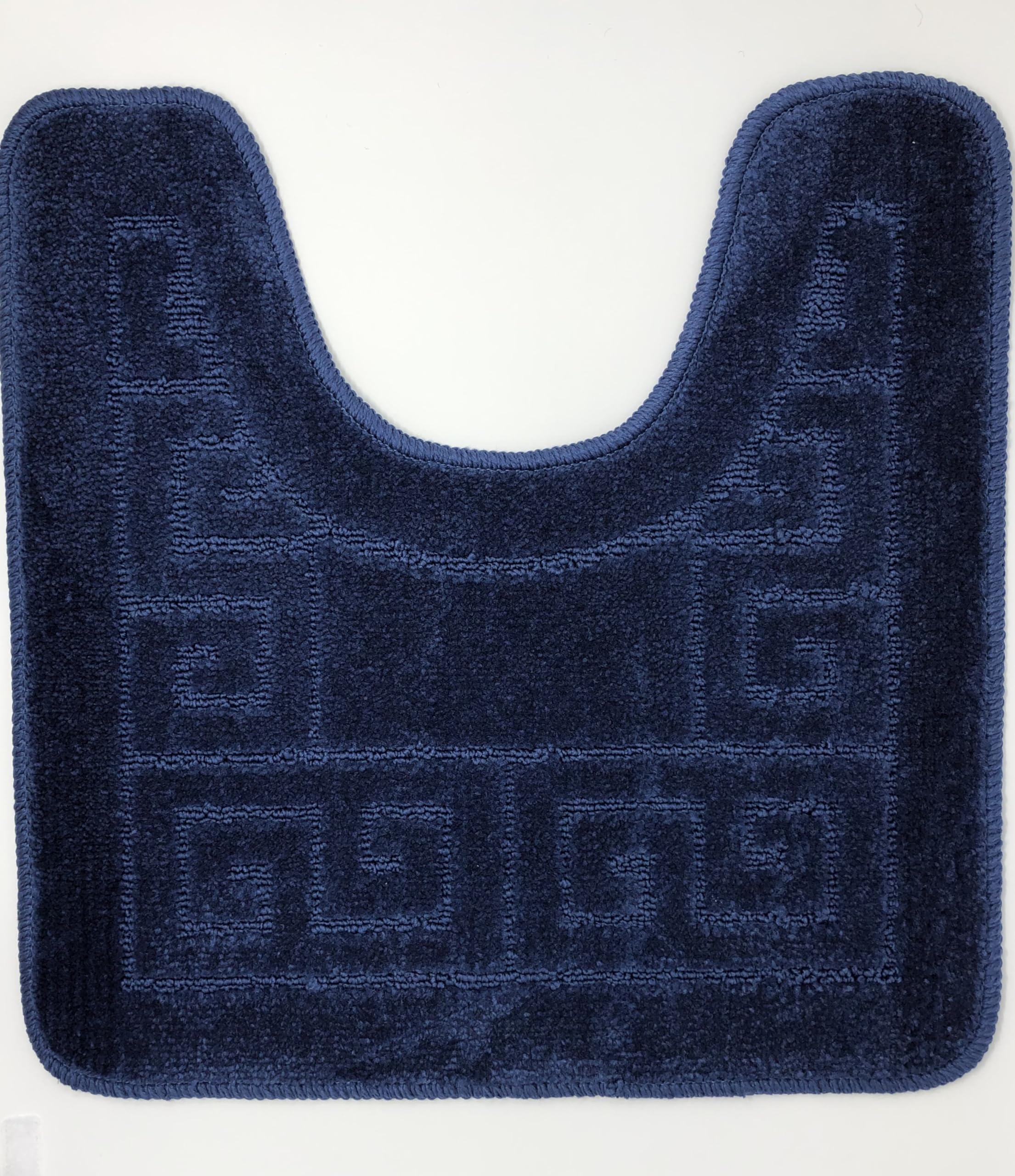 Wpm World Products Mart Bathroom Rugs Set 3 Piece Bath Pattern Rug (20X32)Large Contour Mats (20X20) With Lid Cover (Navy)