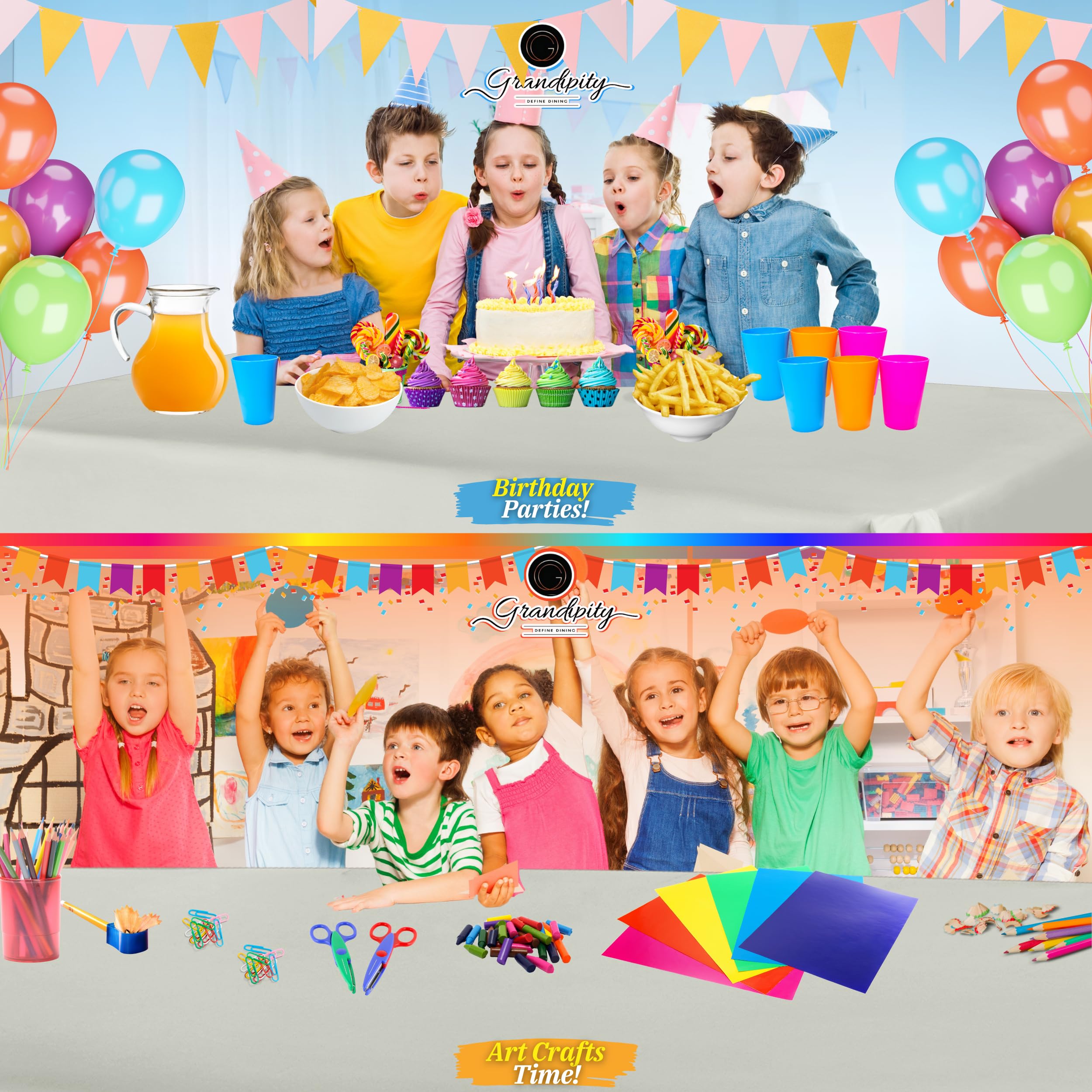 Grandipity Light Grey Plastic Table Cloth Disposable (6 Pk) 54In X 108In Plastic Tablecloths For Rectangle Tables - Premium Part