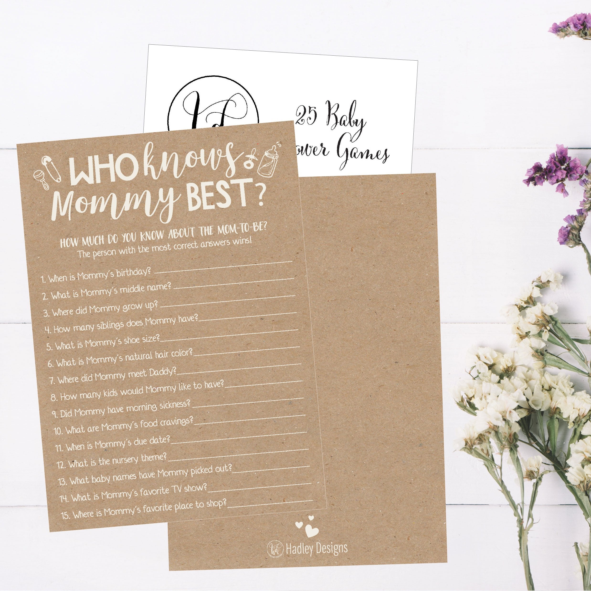 Hadley Designs 25 Rustic Kraft Baby Shower Games Ideas Fun Party Activities Who Knows Mommy Best Gender Neutral Reveal New Paren